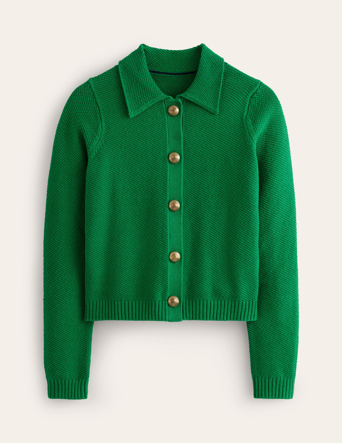 Collared Knitted Cardigan-Rich Emerald Green - Image 5