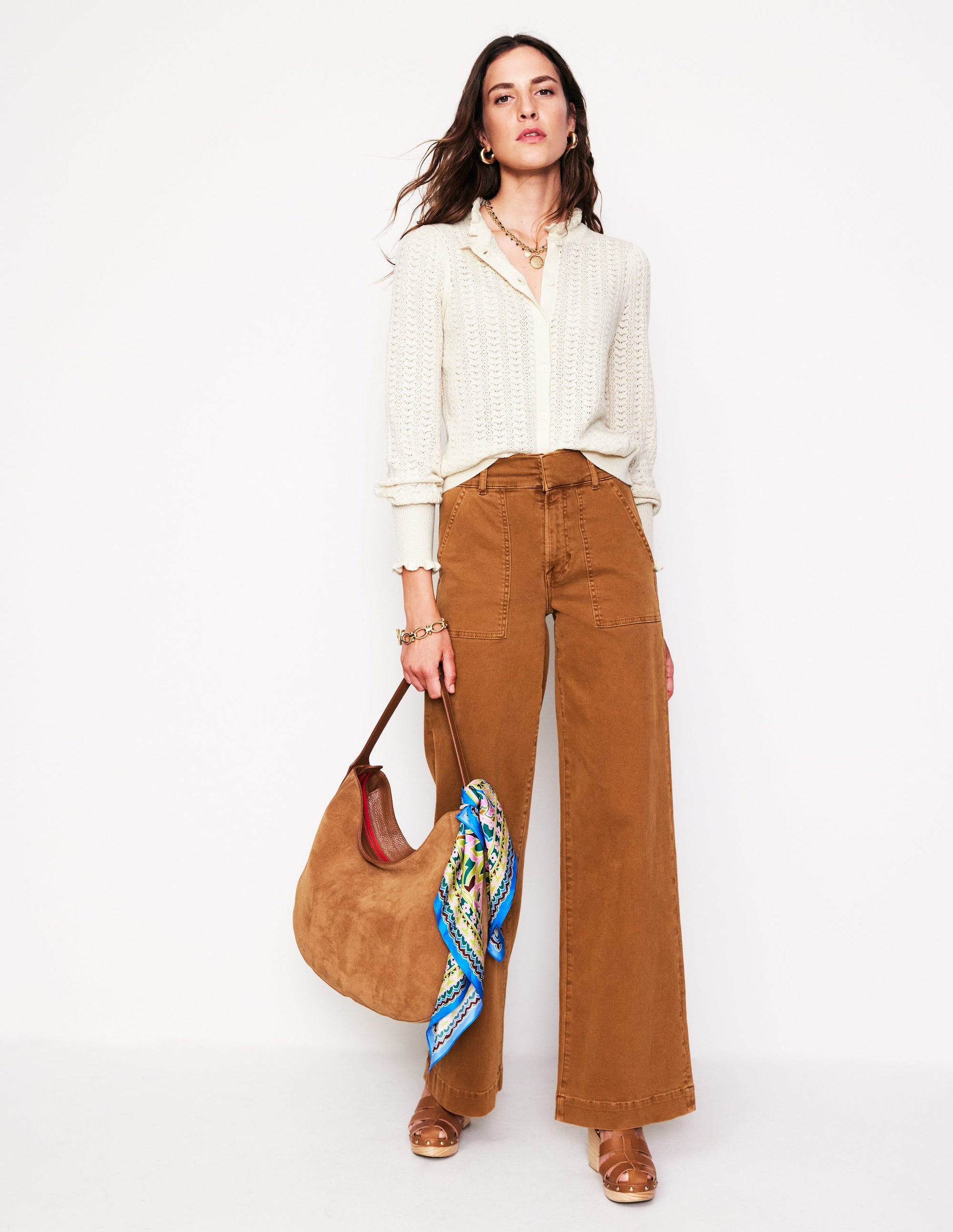 Tia Pointelle Frilled Cardigan-Warm Ivory-4