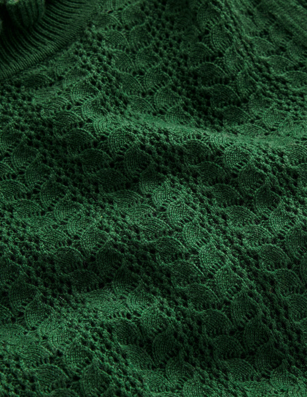 Tia Pointelle Frilled Jumper-Pine Green - Image 6