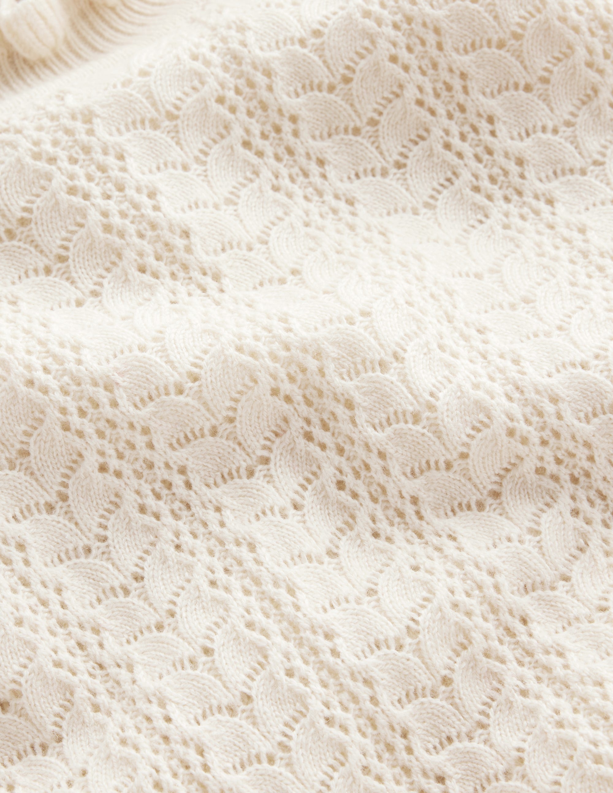Tia Pointelle Frilled Jumper-Warm Ivory - Image 6