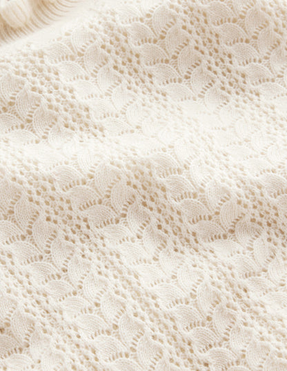 Tia Pointelle Frilled Jumper-Warm Ivory-6