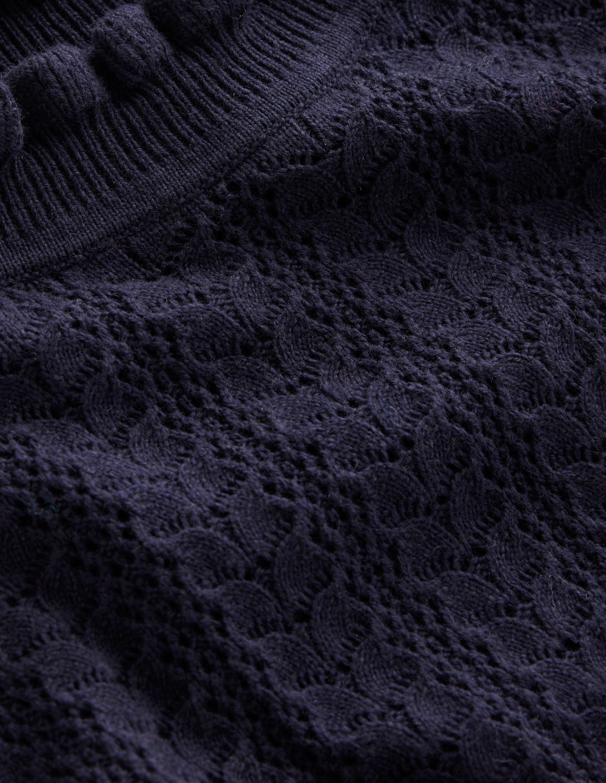 Tia Pointelle Frilled Jumper-Navy - Image 6