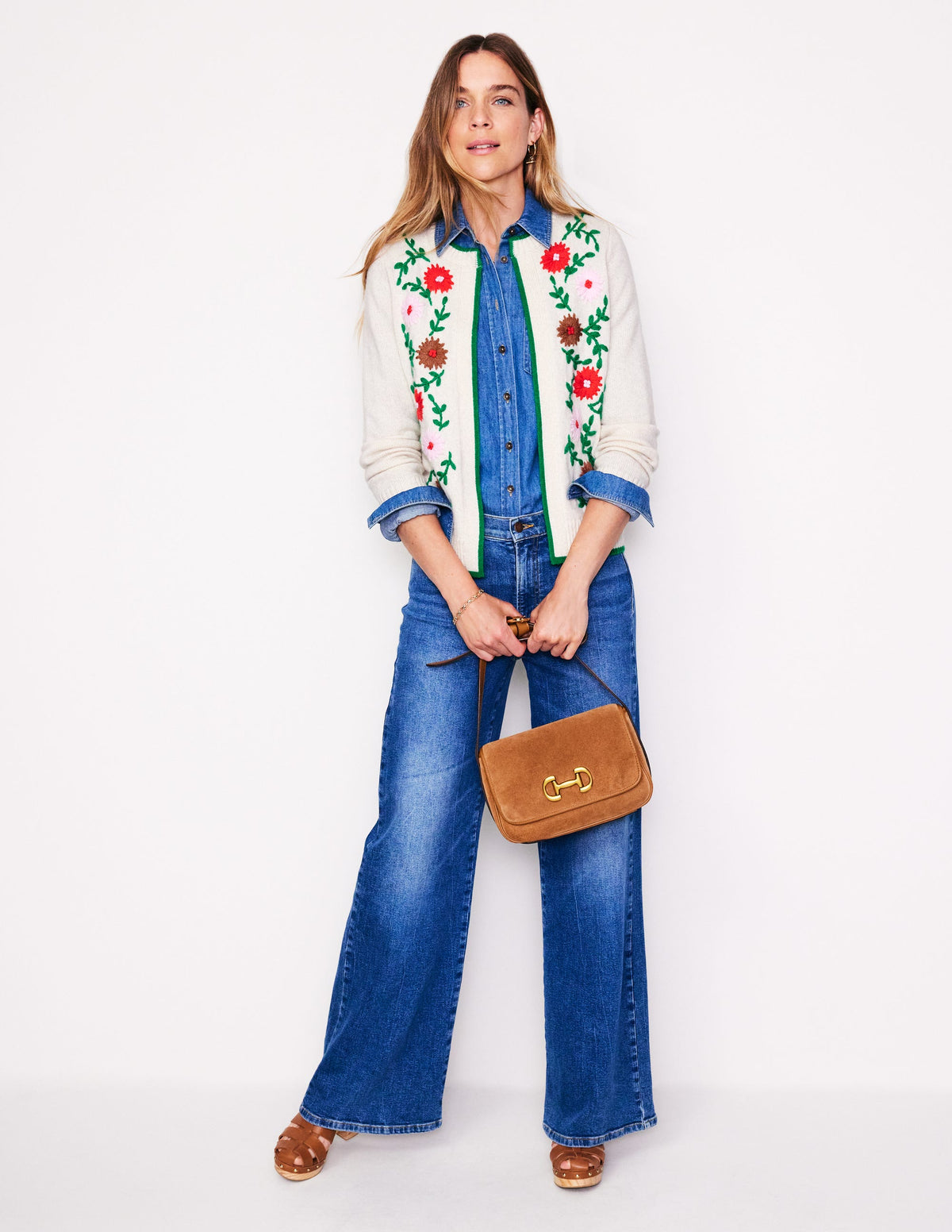 Flower Embroidered Cardigan-Warm Ivory - Image 4