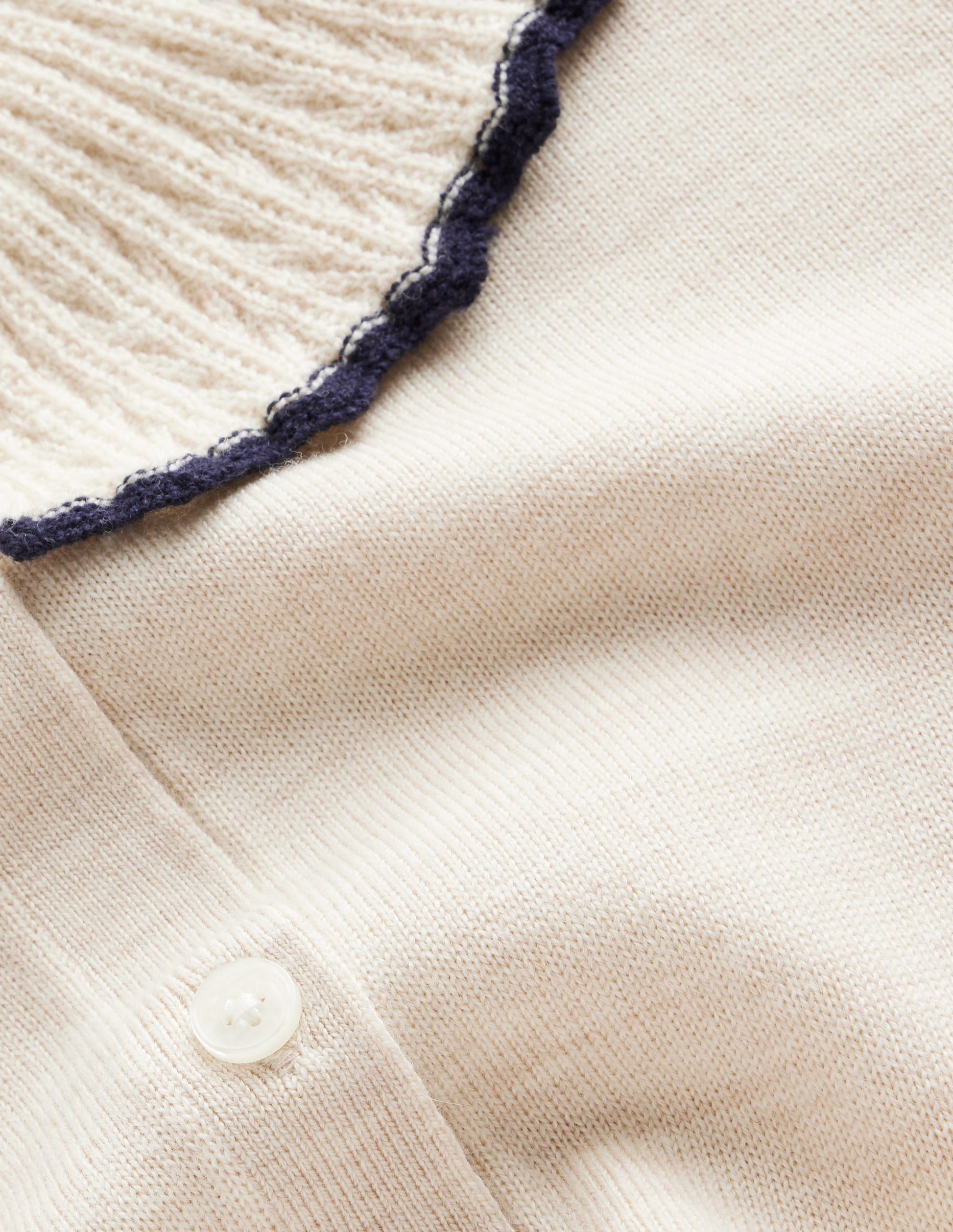 Frill Collared Cardigan-Oatmeal Melange-6