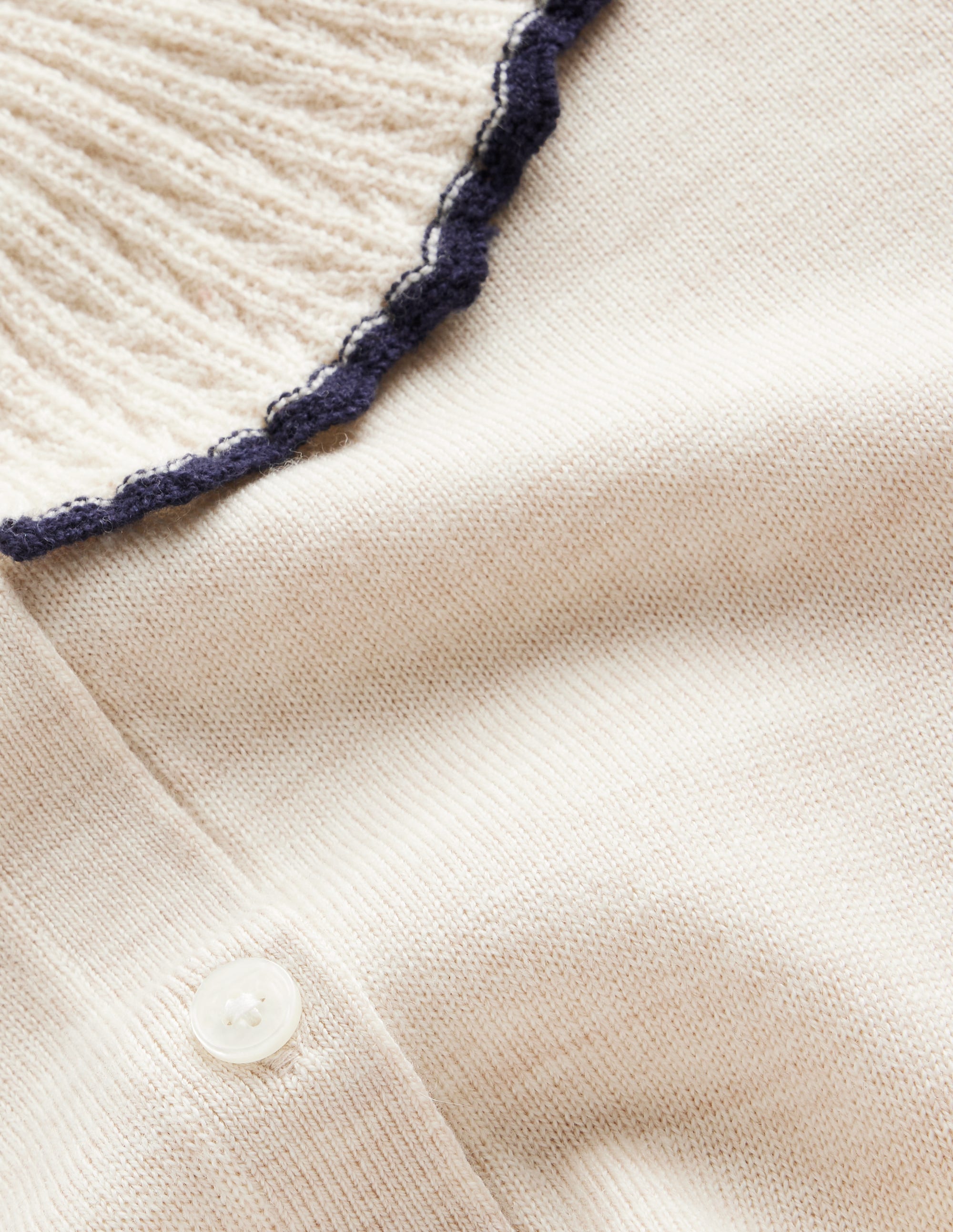 Frill Collared Cardigan-Oatmeal Melange - Image 6