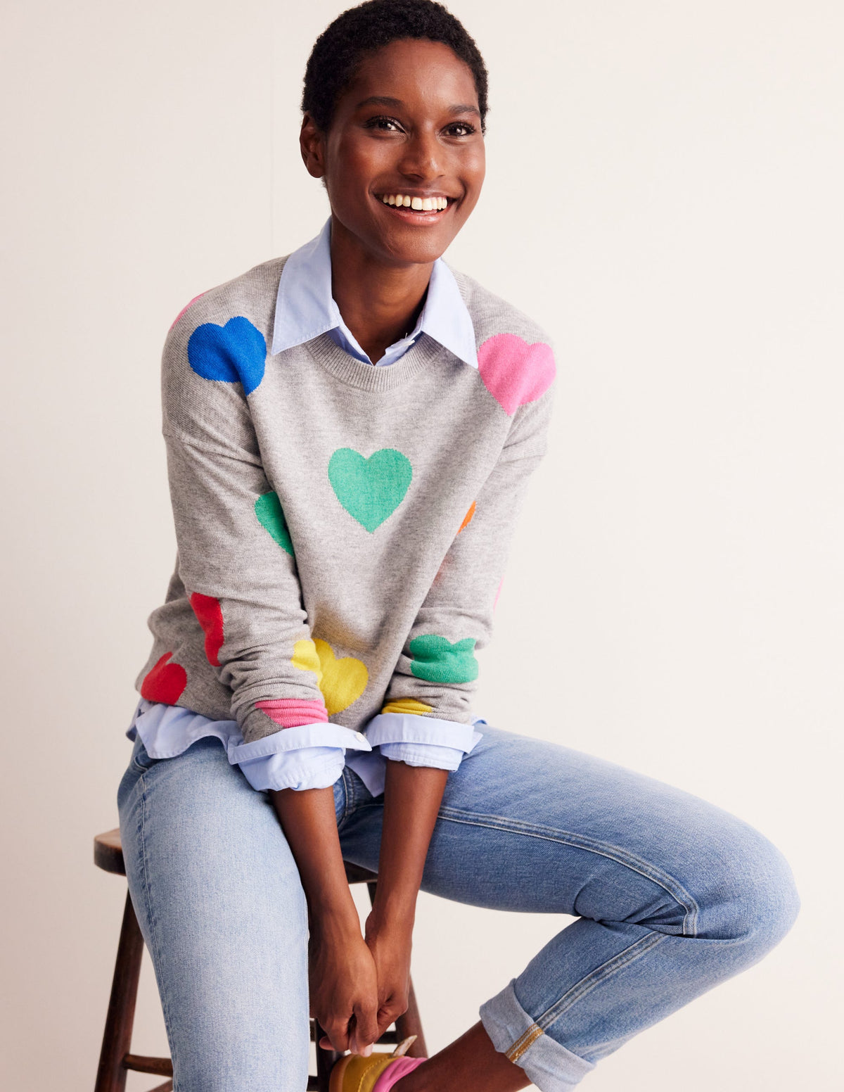 Natasha Novelty Jumper-Grey, Hearts-1