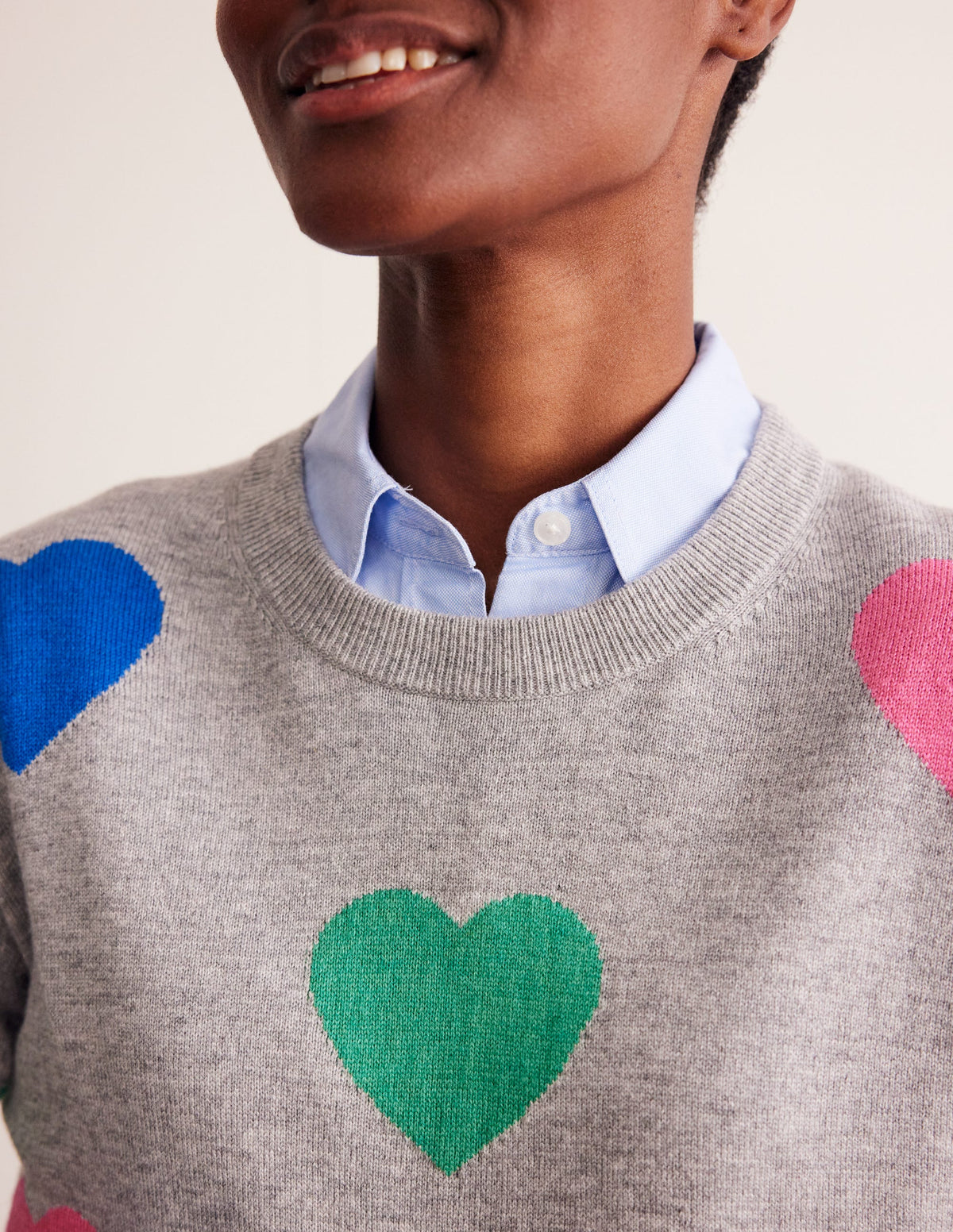 Natasha Novelty Jumper-Grey, Hearts - Image 2