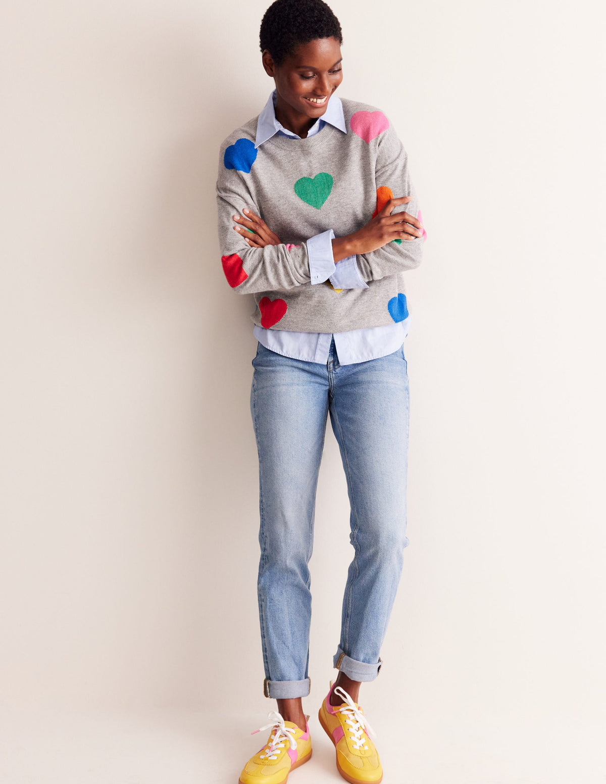 Natasha Novelty Jumper-Grey, Hearts - Image 4