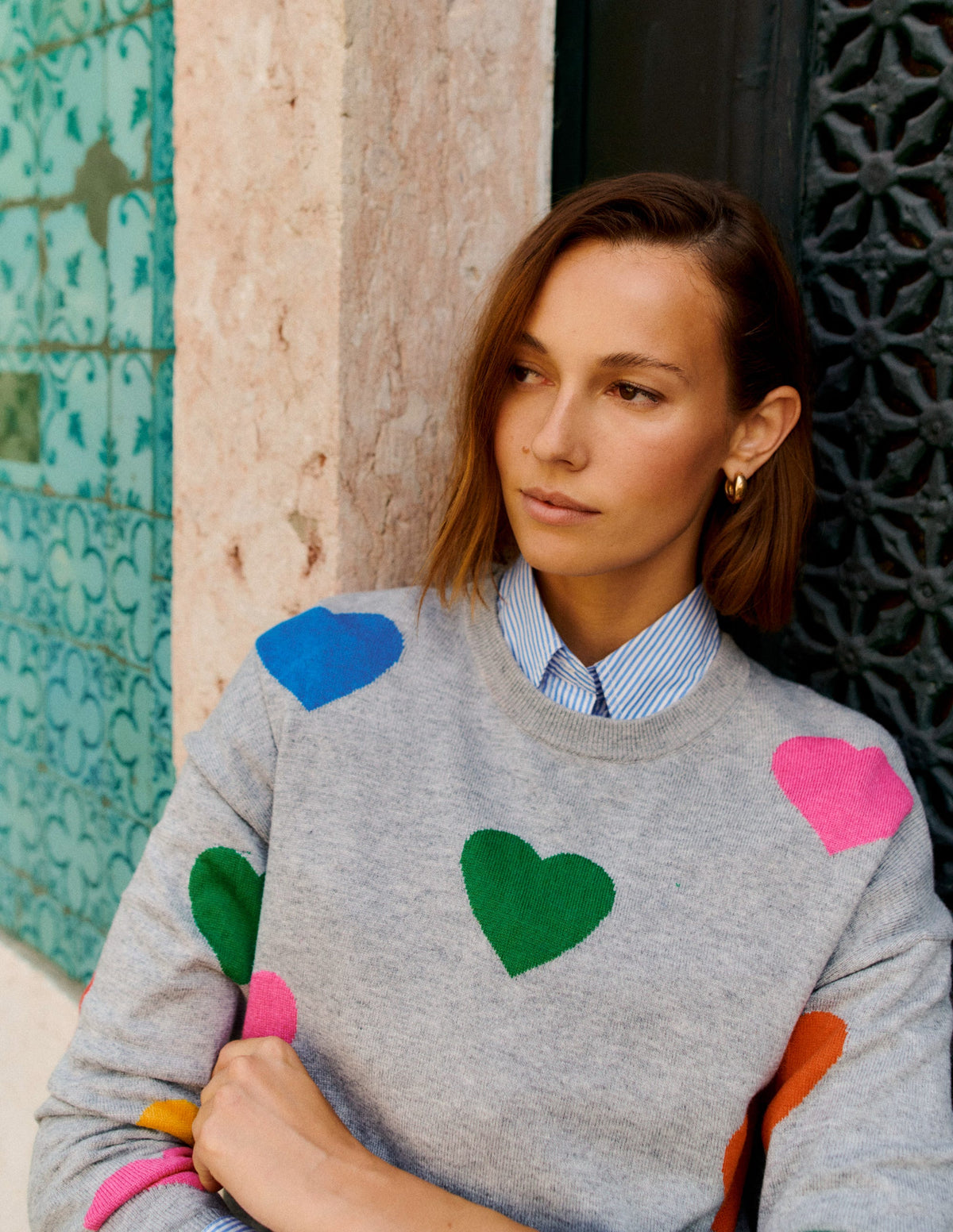 Natasha Novelty Jumper-Grey, Hearts - Image 6