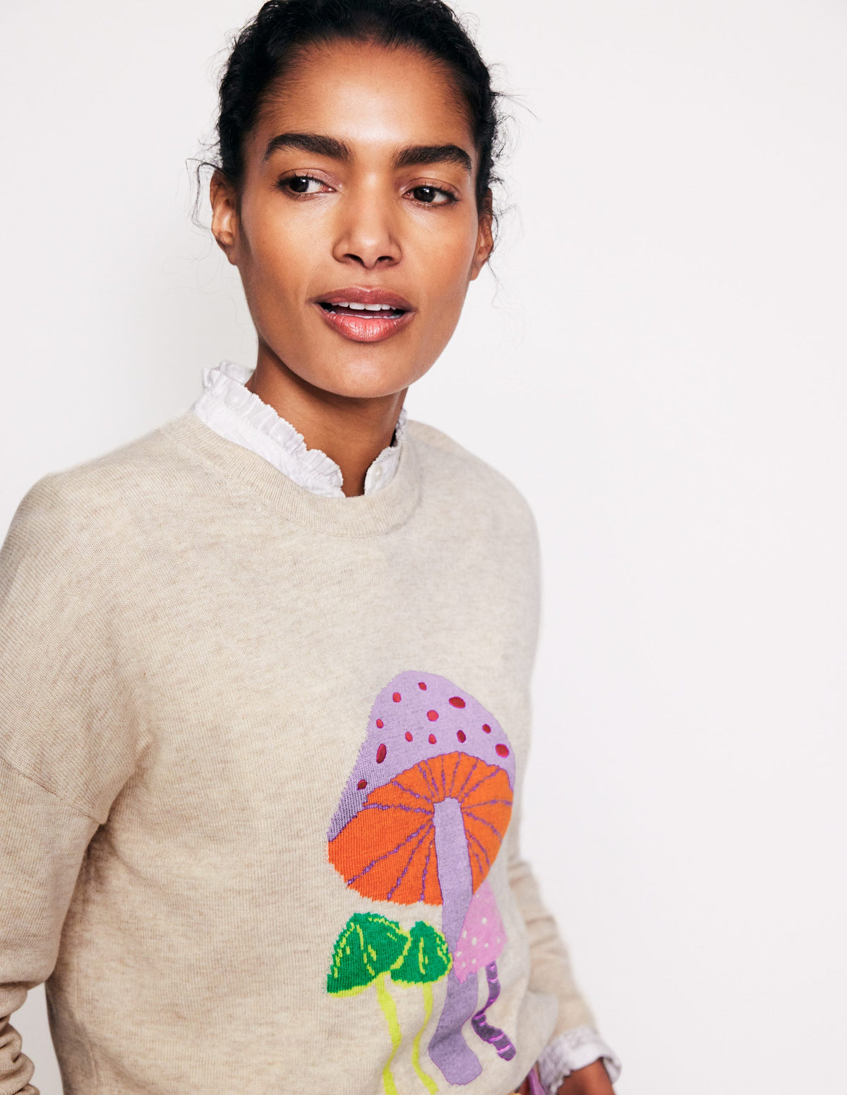 Natasha Novelty Jumper-Oatmeal, Mushrooms-2