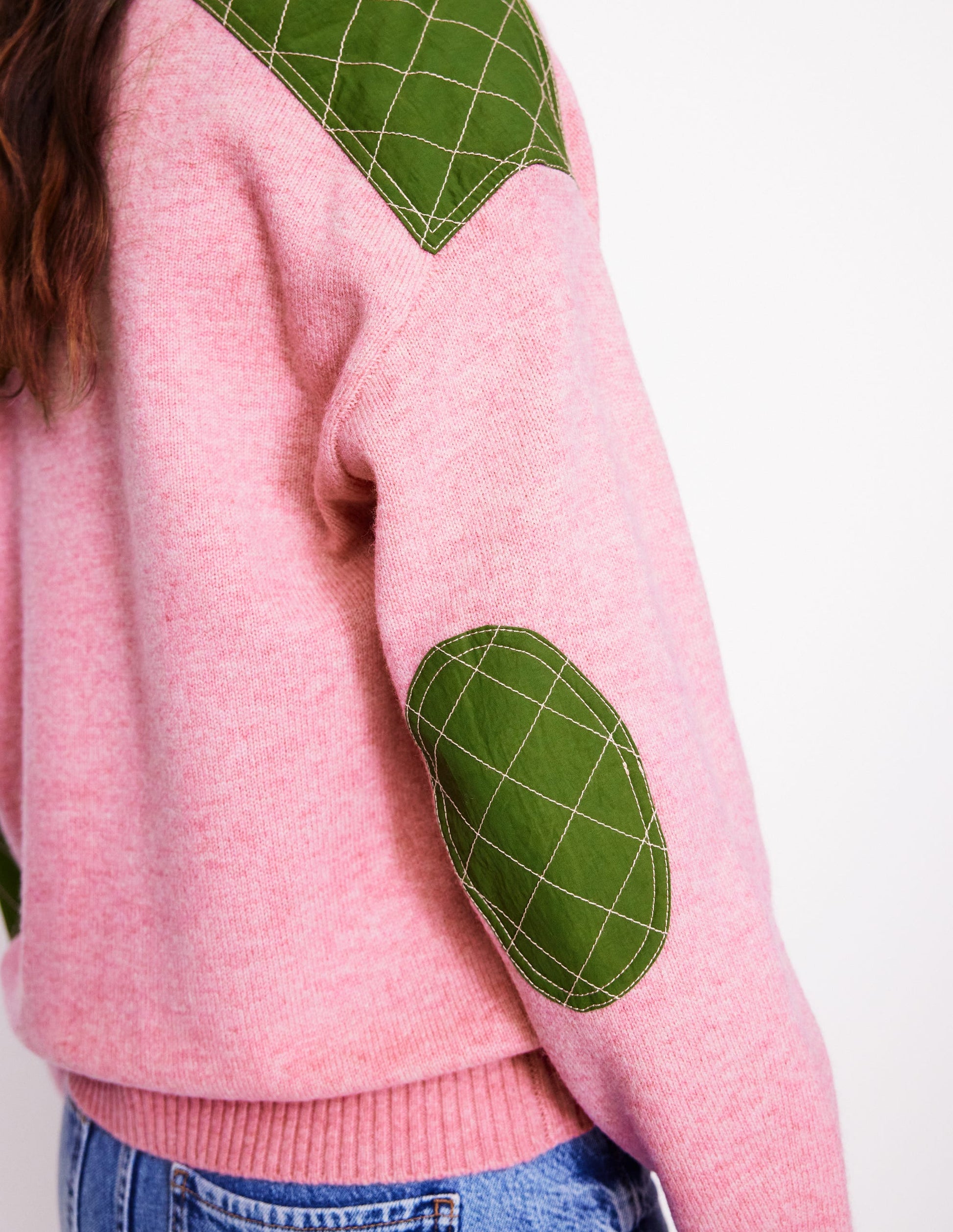 Quilted Patch Jumper-Old Rose Pink-2