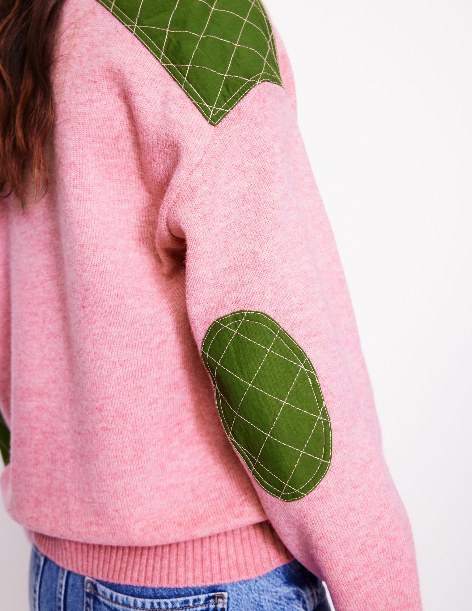 Quilted Patch Jumper-Old Rose Pink - Image 2
