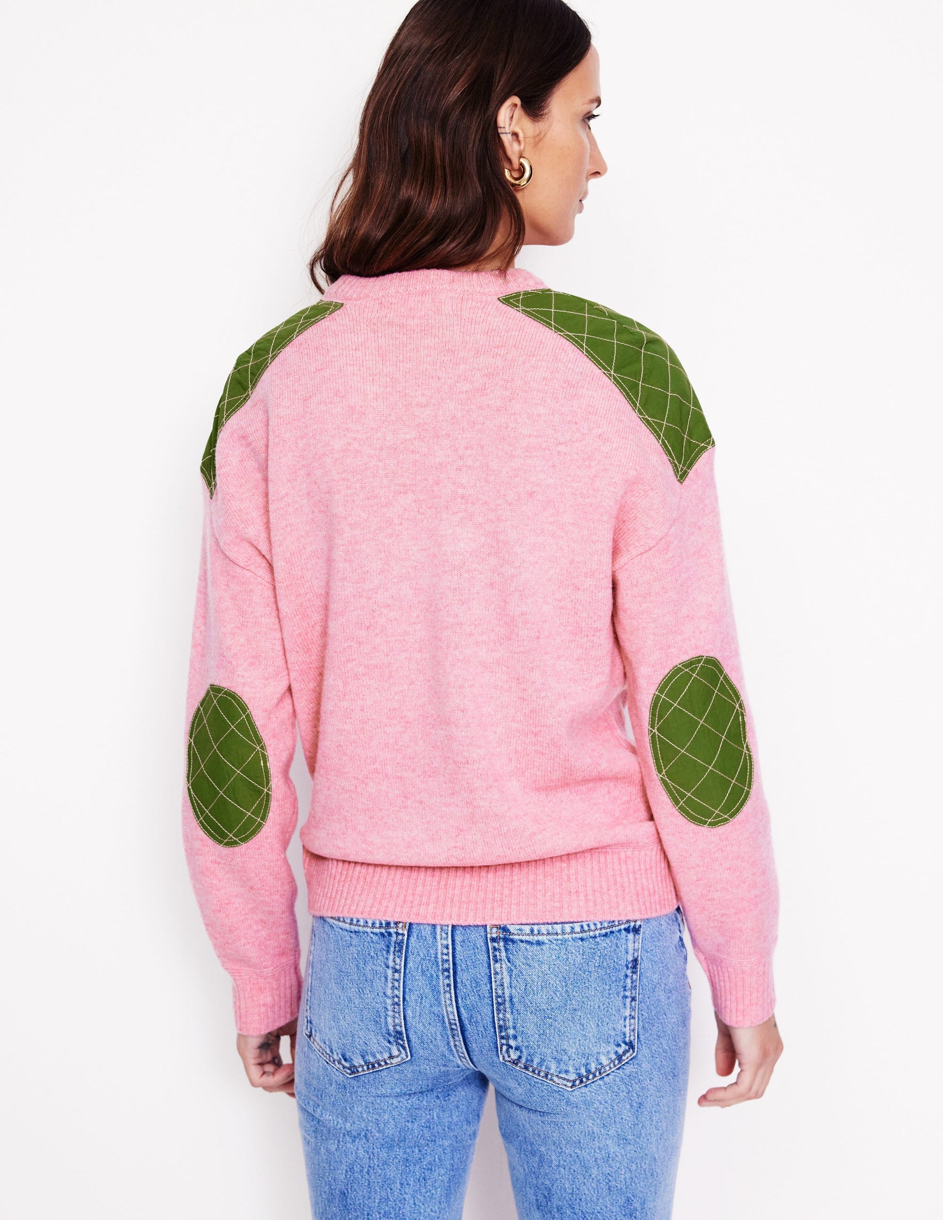 Quilted Patch Jumper-Old Rose Pink-3
