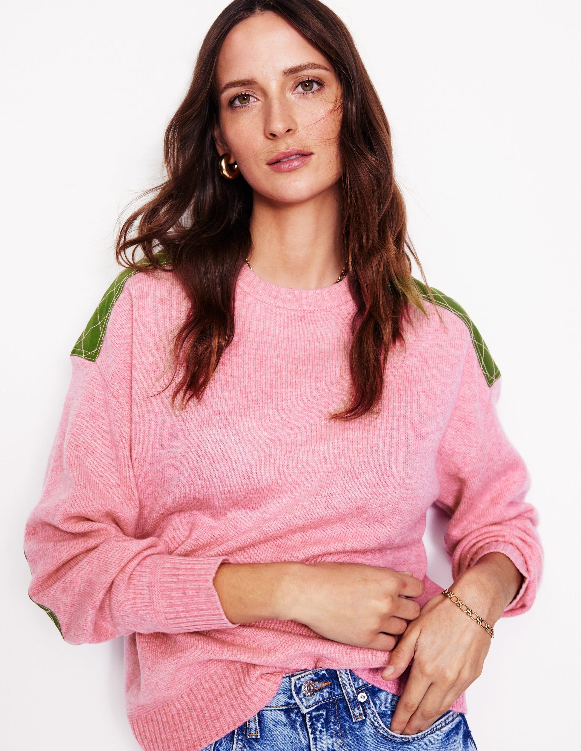 Quilted Patch Jumper-Old Rose Pink-4