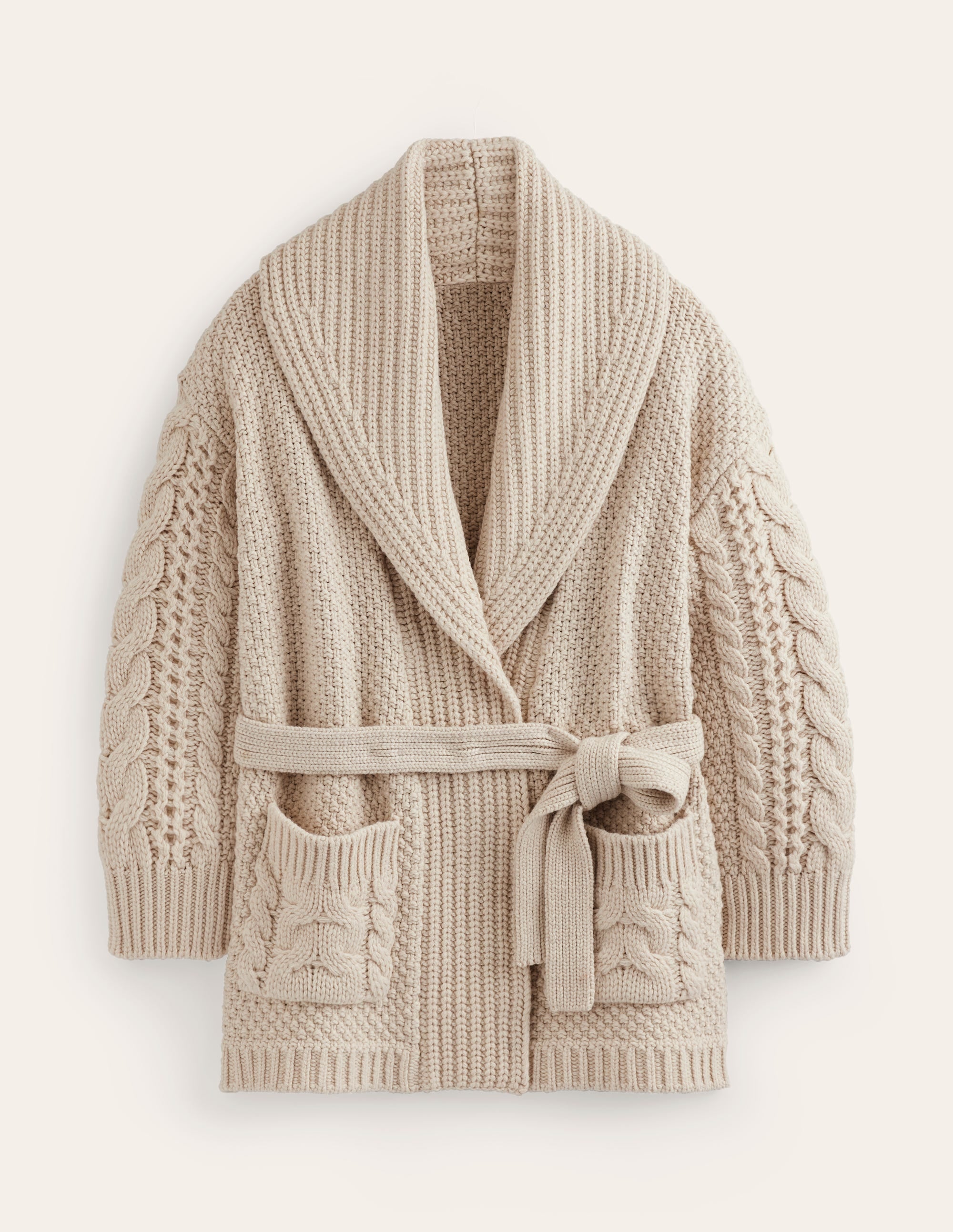 Cable Belted Cardigan-Shearling - Image 6