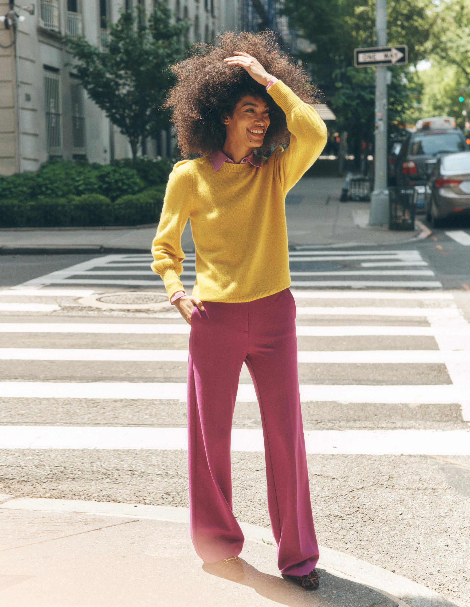 Pleated Sleeve Cashmere Jumper-Ceylon Yellow - Image 5