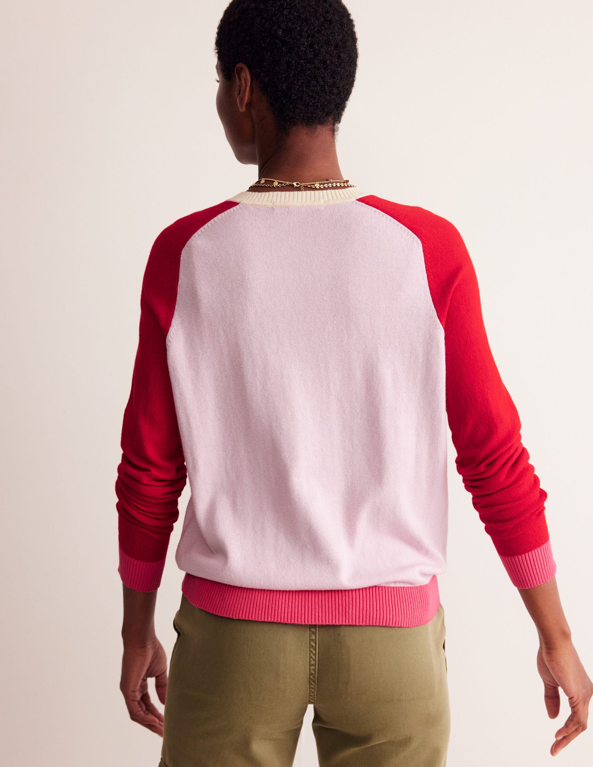 Meg Raglan Sleeve Cardigan-Soft Lavender, Colourblock-3