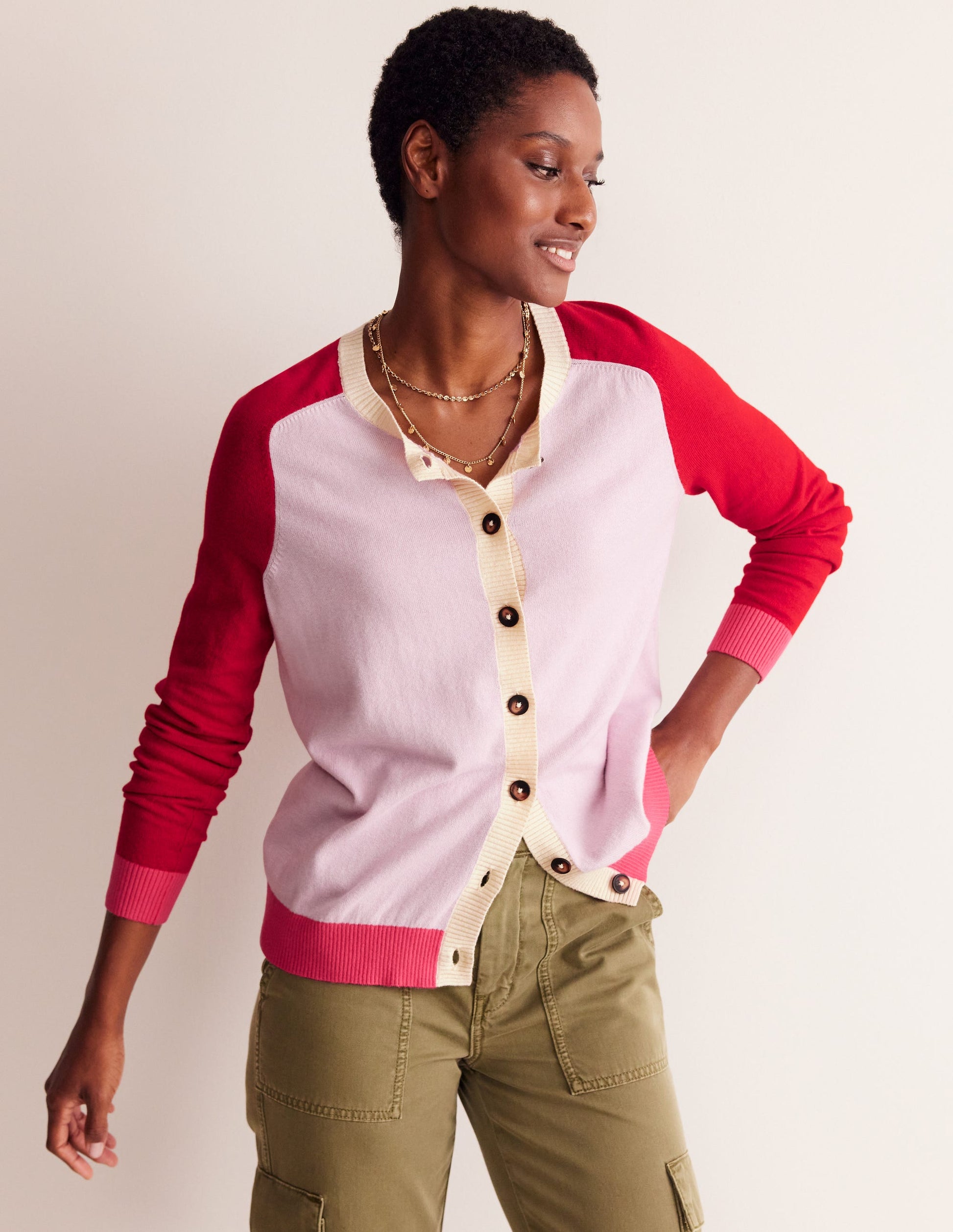 Meg Raglan Sleeve Cardigan-Soft Lavender, Colourblock-4