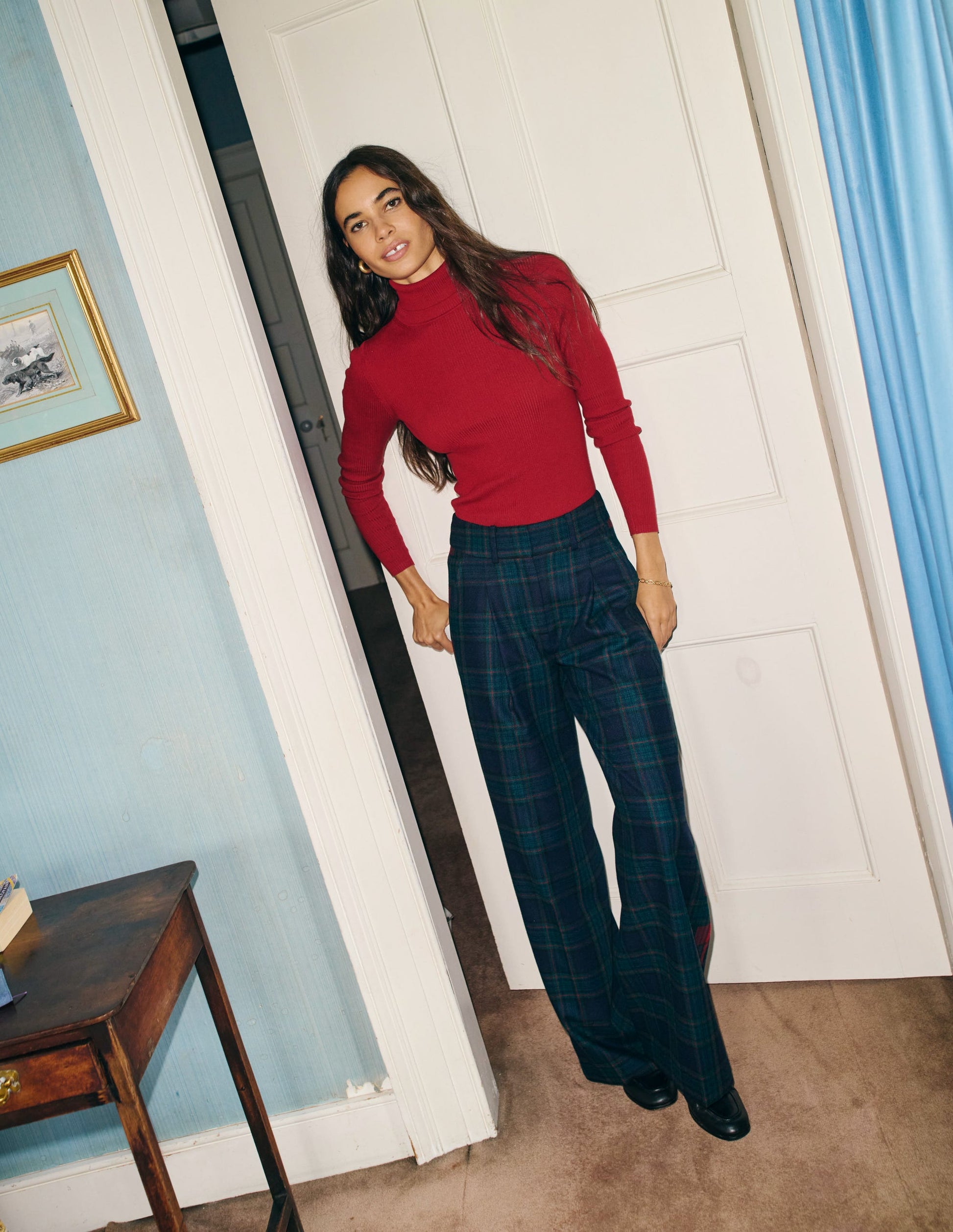 Catriona Roll Neck Jumper-Red Liquorice-5