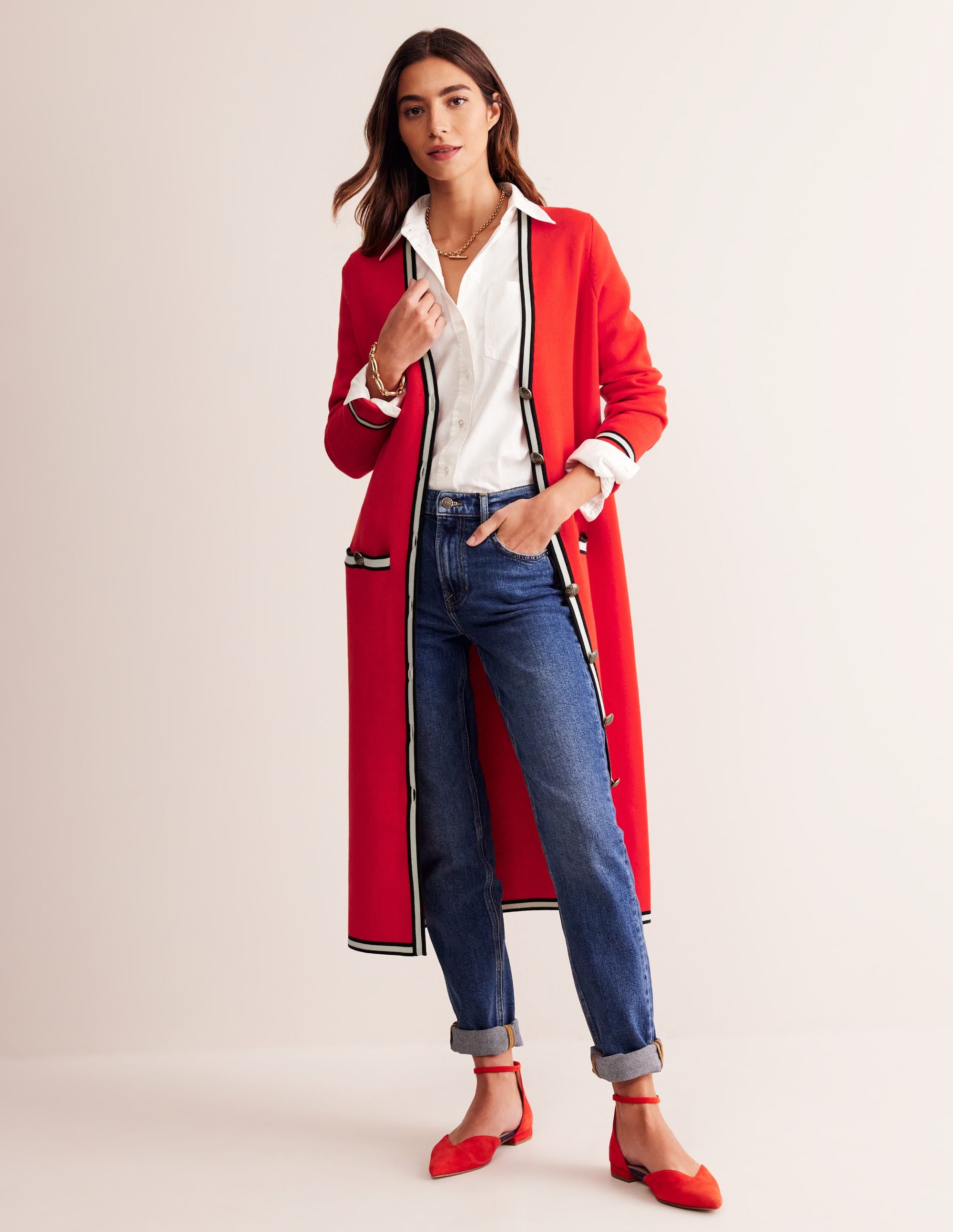 Holly Longline Jacket-Hot Pepper Red - Image 1