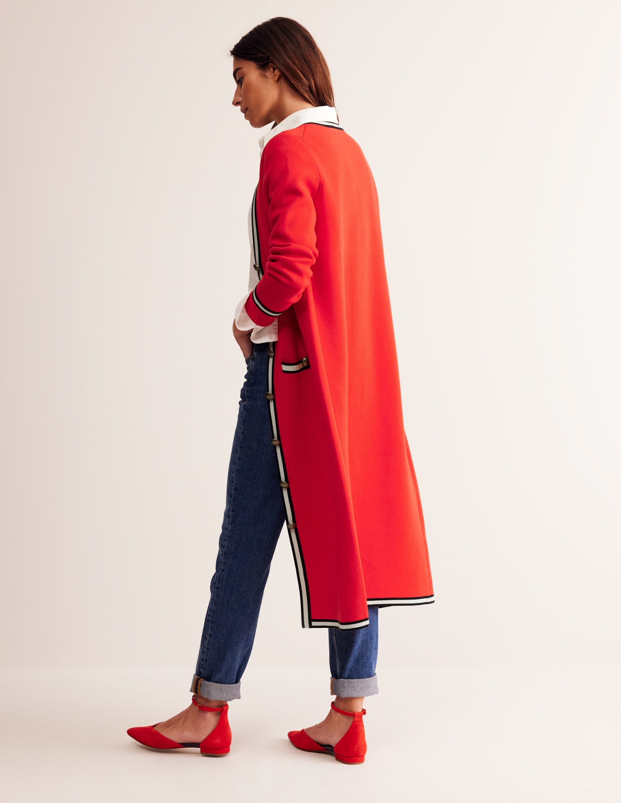 Holly Longline Jacket-Hot Pepper Red - Image 3