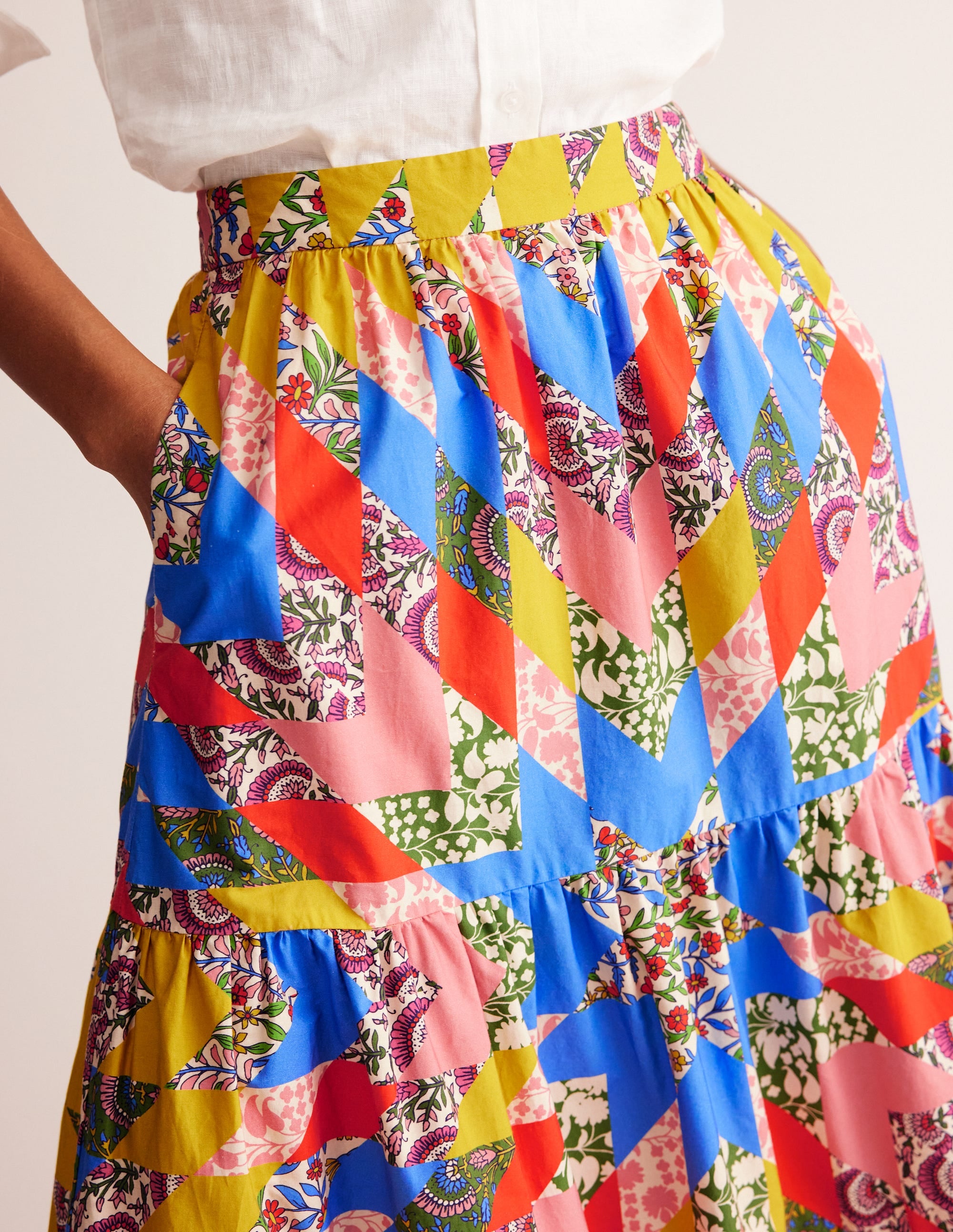 Lorna Tiered Maxi Skirt-Multi, Patchwork Floral - Image 2
