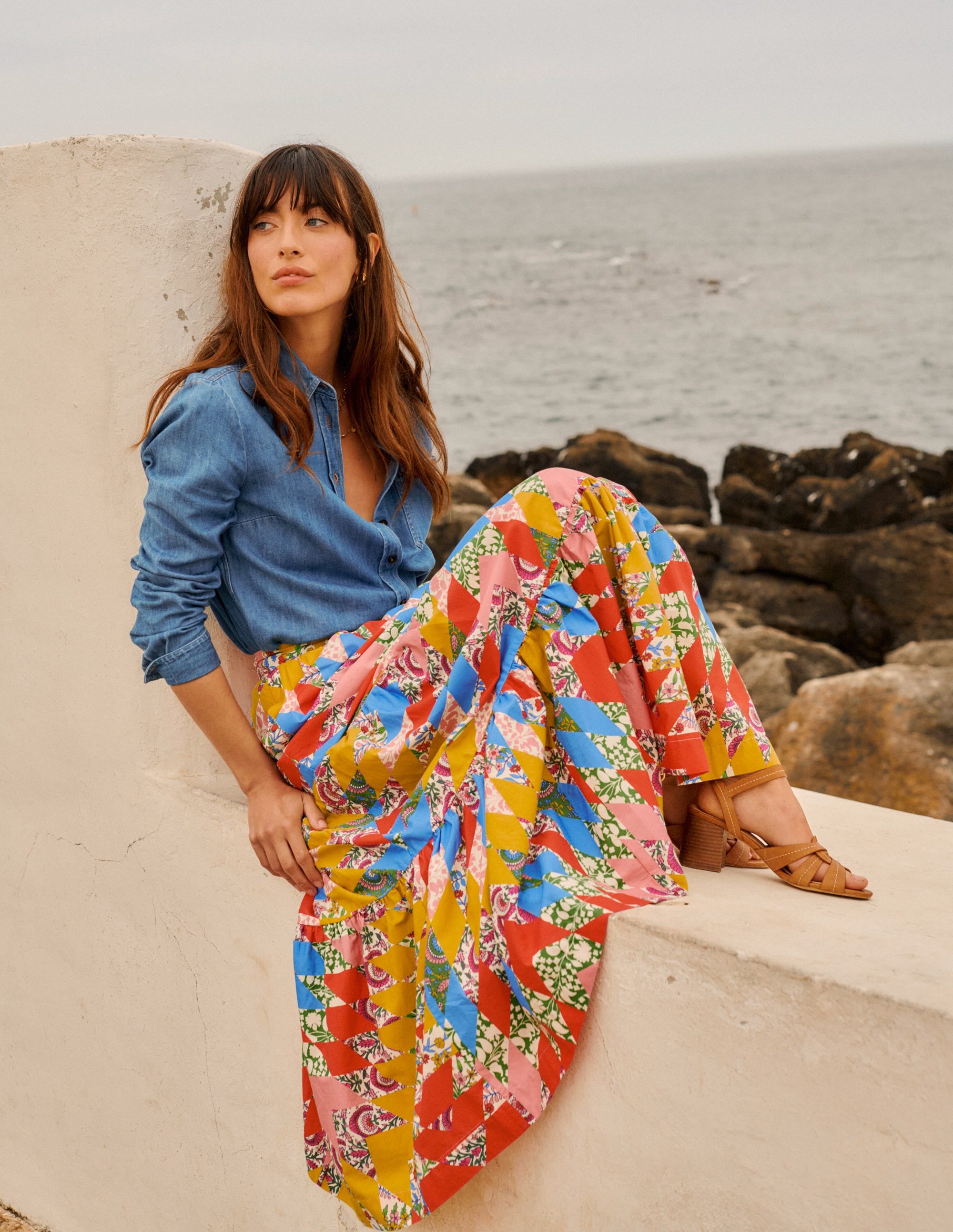 Lorna Tiered Maxi Skirt-Multi, Patchwork Floral - Image 5