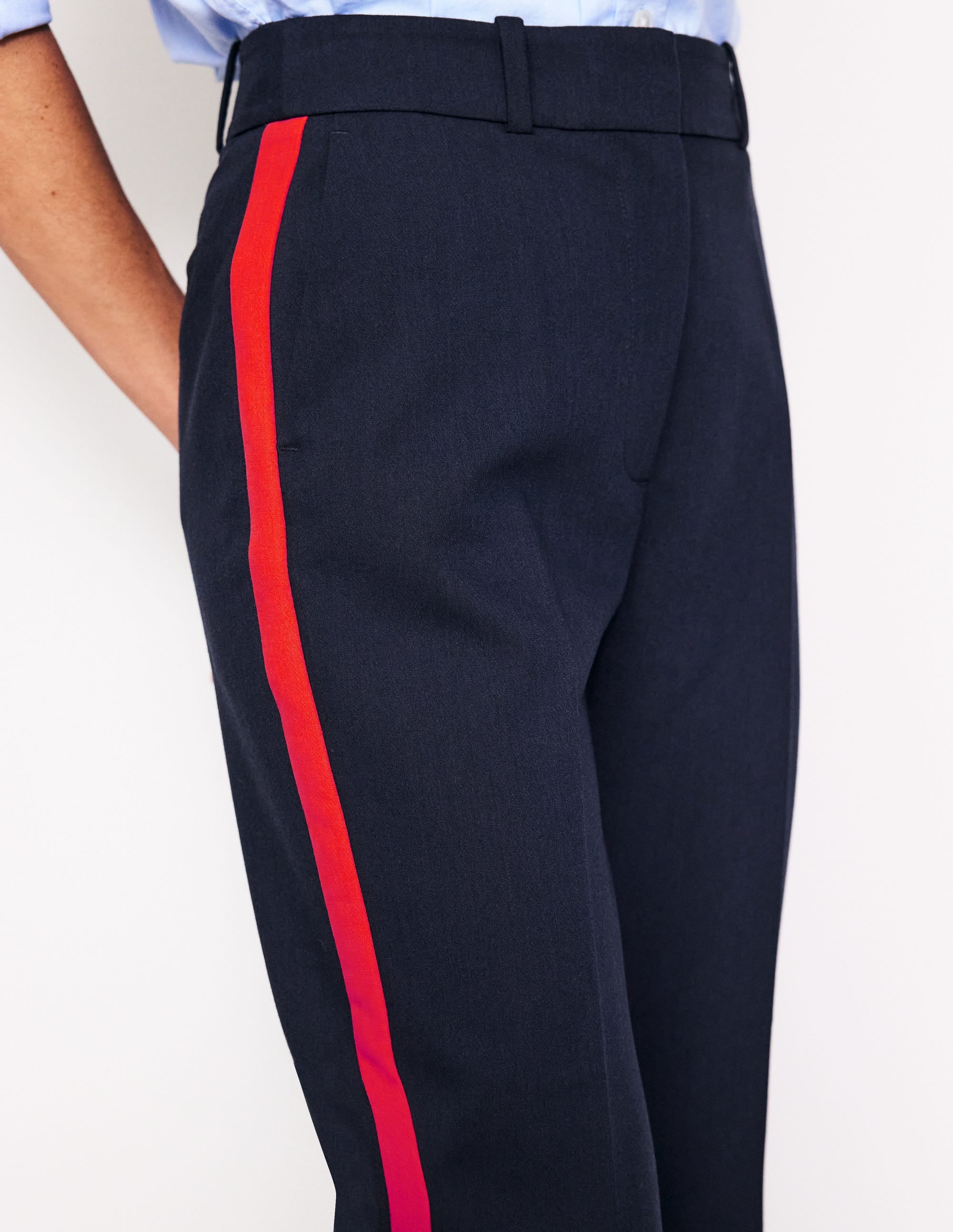 Kew Side Stripe Trousers-Navy, Red Stripe - Image 2