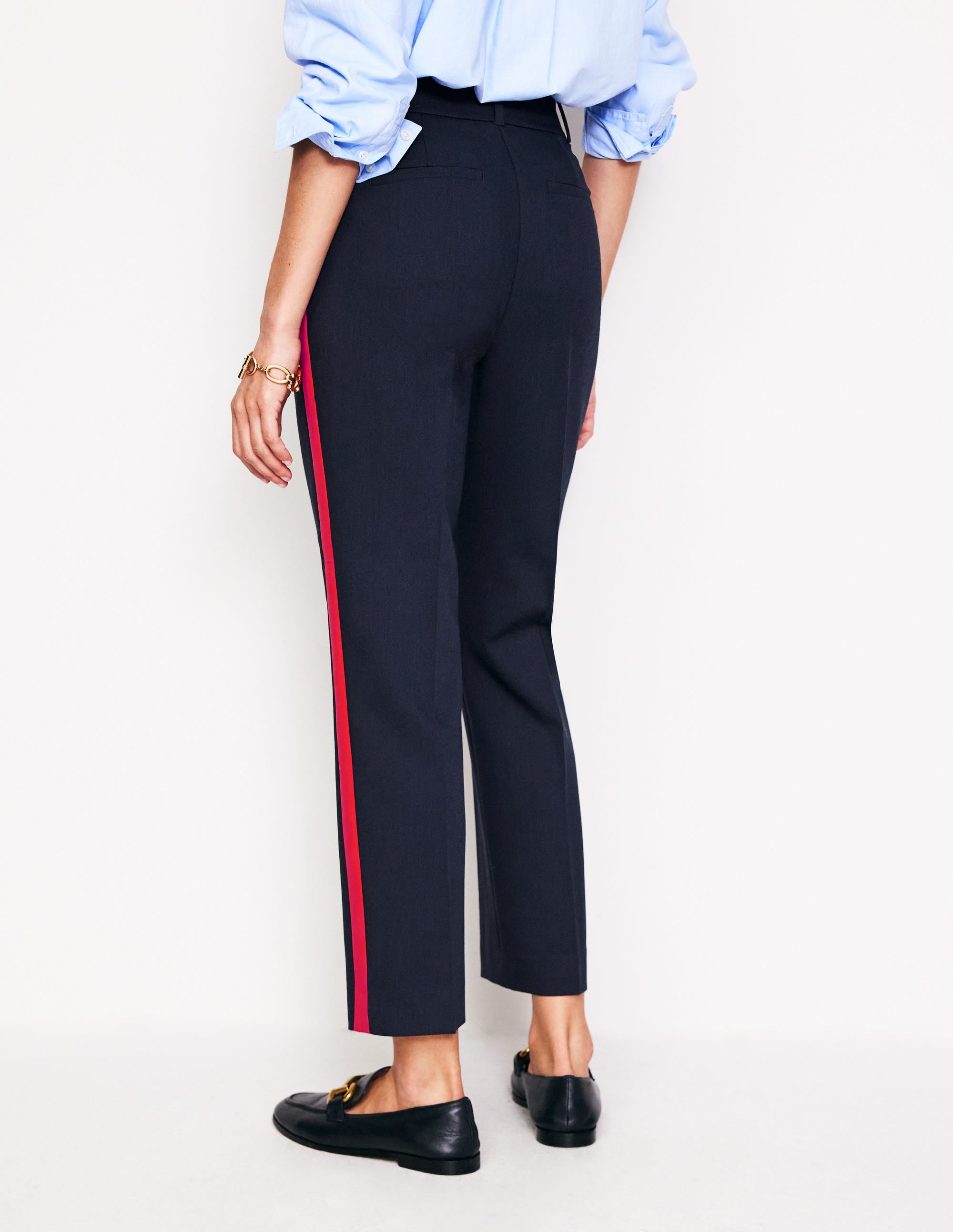 Kew Side Stripe Trousers-Navy, Red Stripe - Image 3