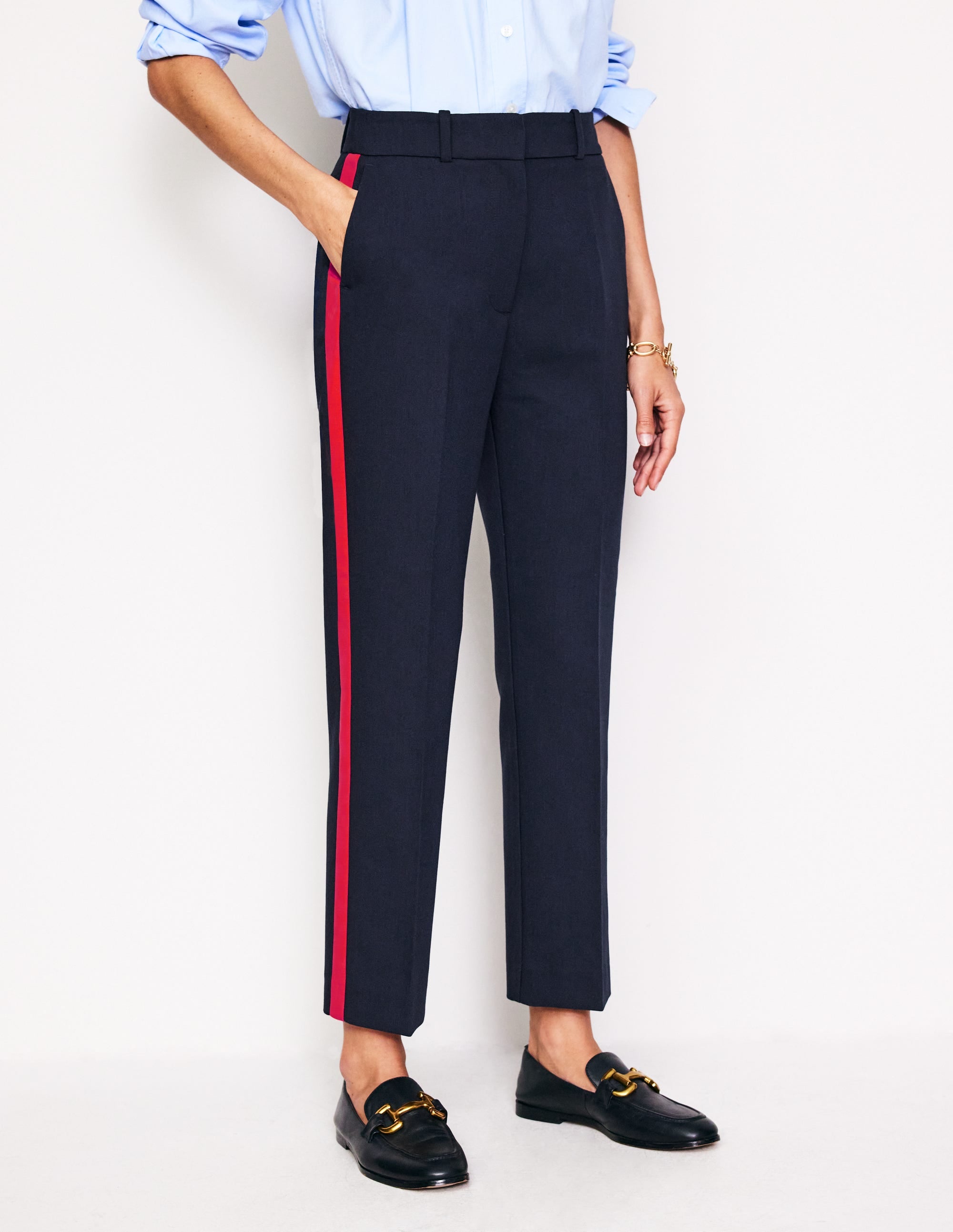 Kew Side Stripe Trousers-Navy, Red Stripe - Image 4