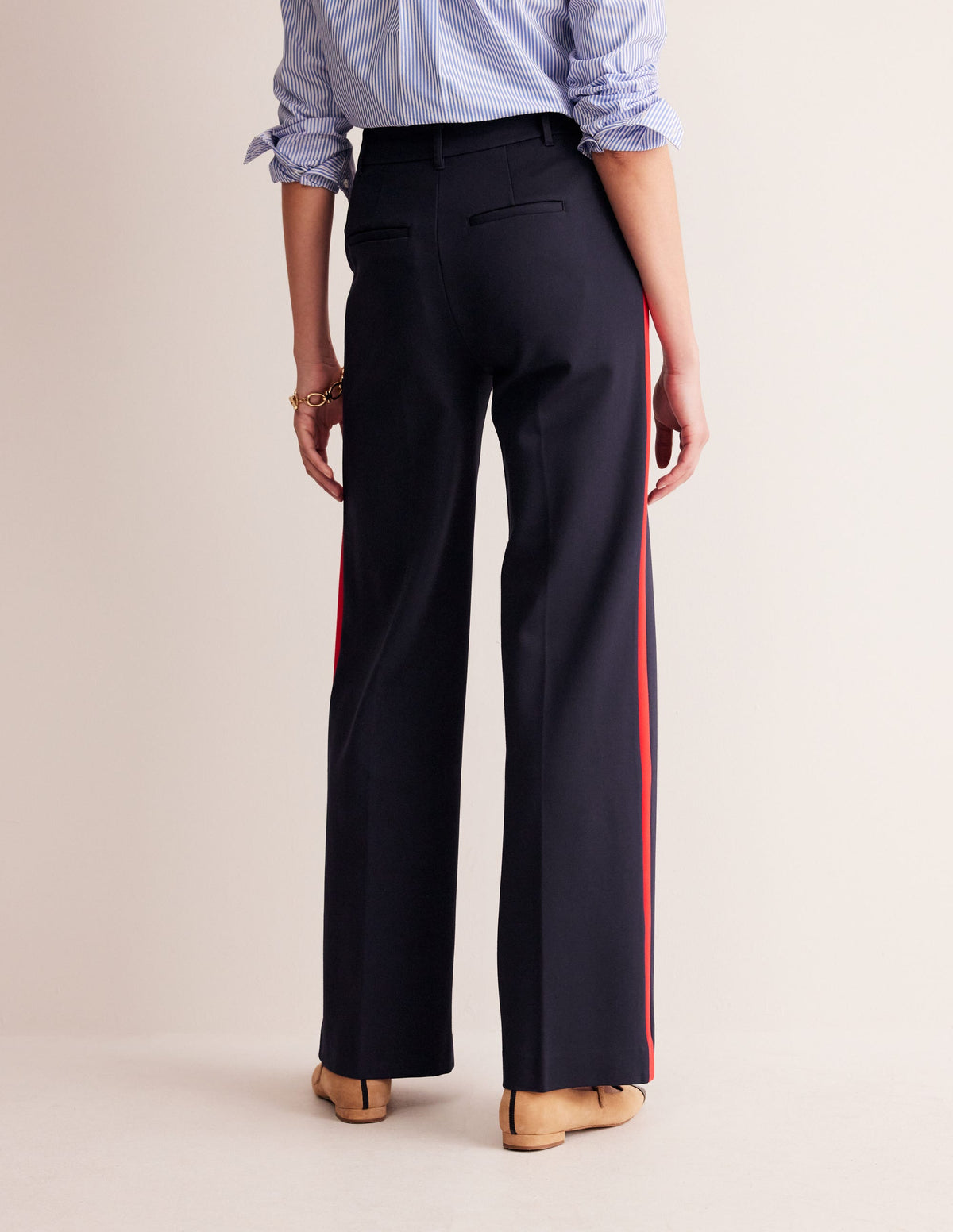 Westbourne Ponte Trousers-Navy, Red Stripe - Image 3