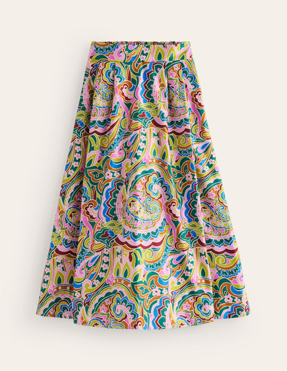 Isabella Cotton Sateen Skirt-Multi, Paisley Pome-5