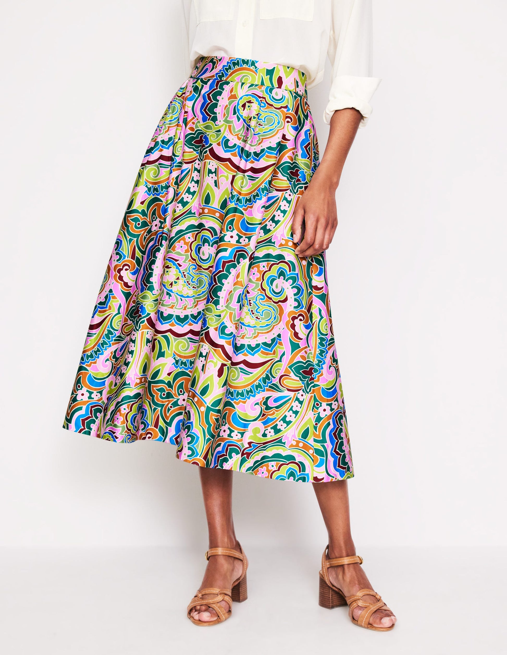 Isabella Cotton Sateen Skirt-Multi, Paisley Pome-2