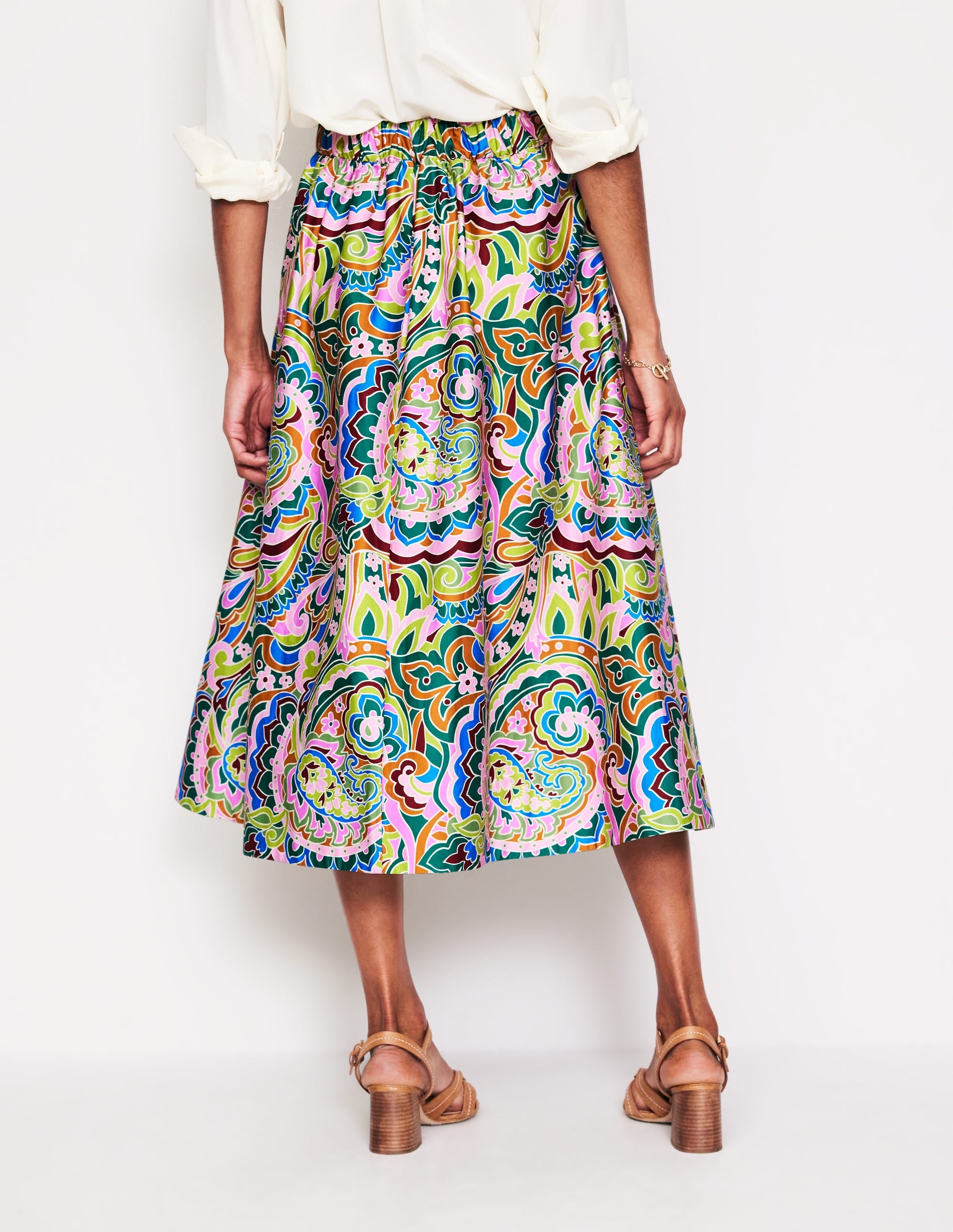 Isabella Cotton Sateen Skirt-Multi, Paisley Pome - Image 4