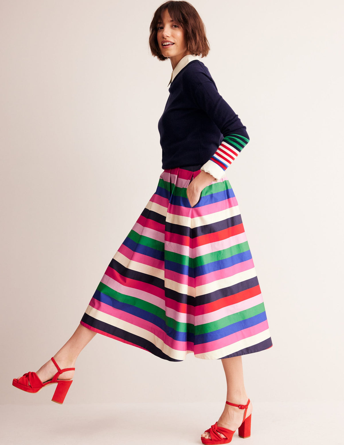 Isabella Cotton Sateen Skirt-Multi Stripe - Image 1