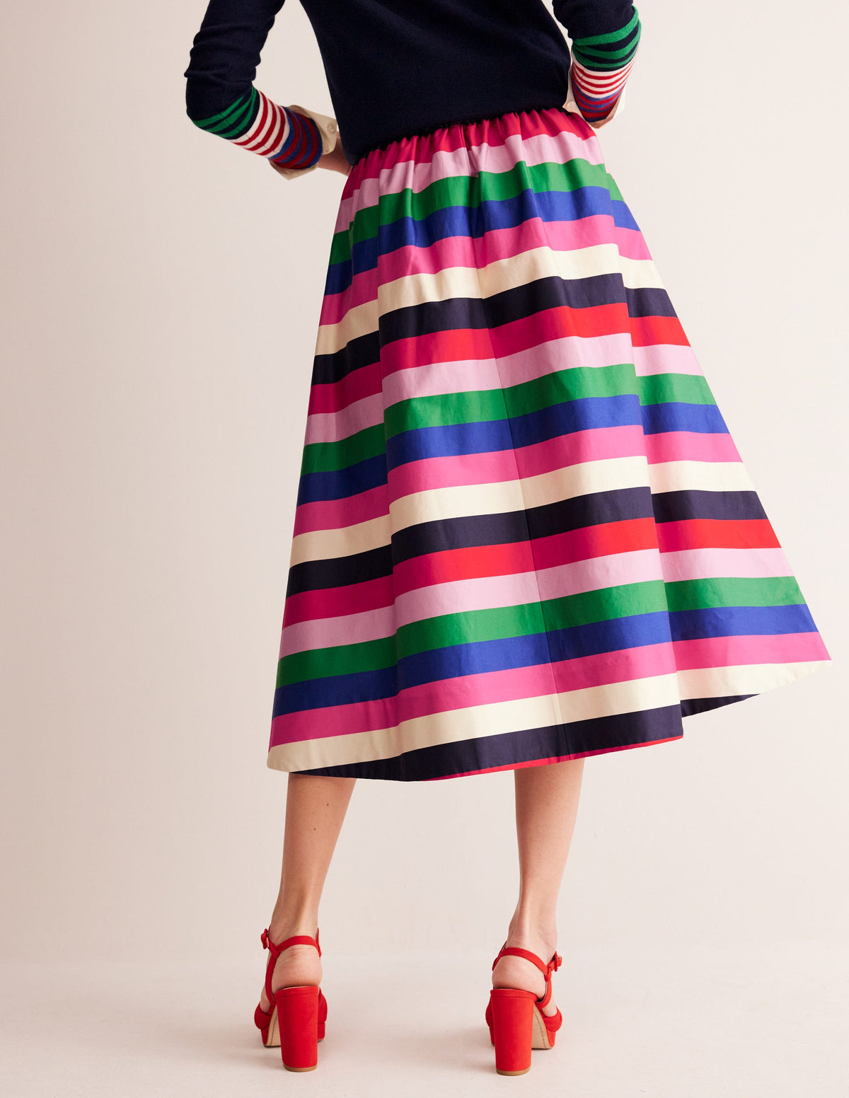 Isabella Cotton Sateen Skirt-Multi Stripe - Image 3