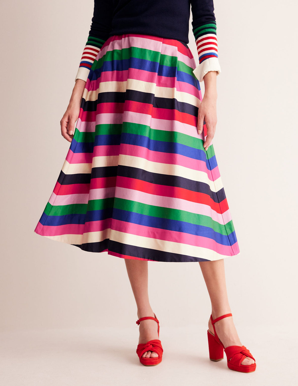 Isabella Cotton Sateen Skirt-Multi Stripe - Image 4