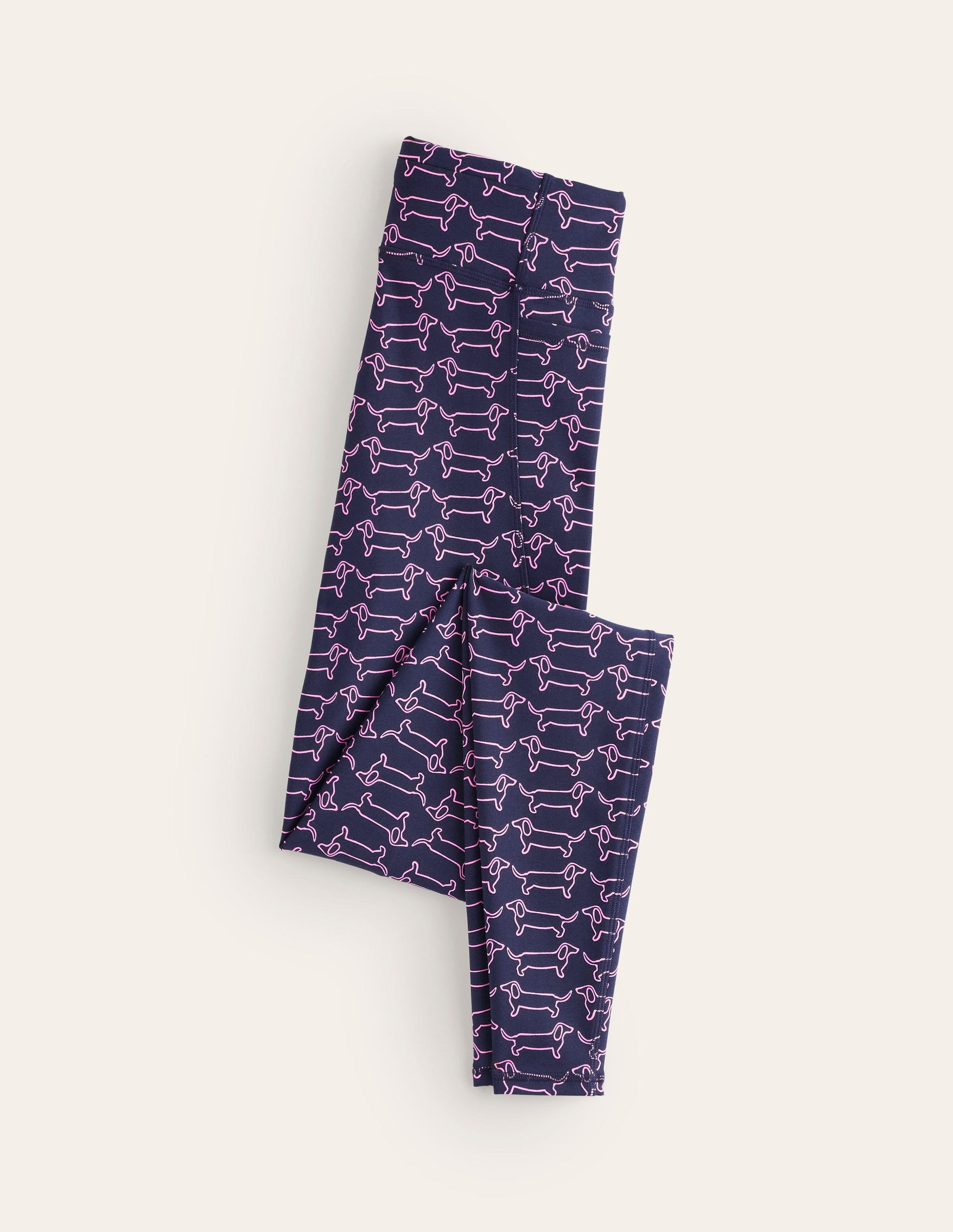 High Waist Pocket Leggings-Navy, Dachshund-5