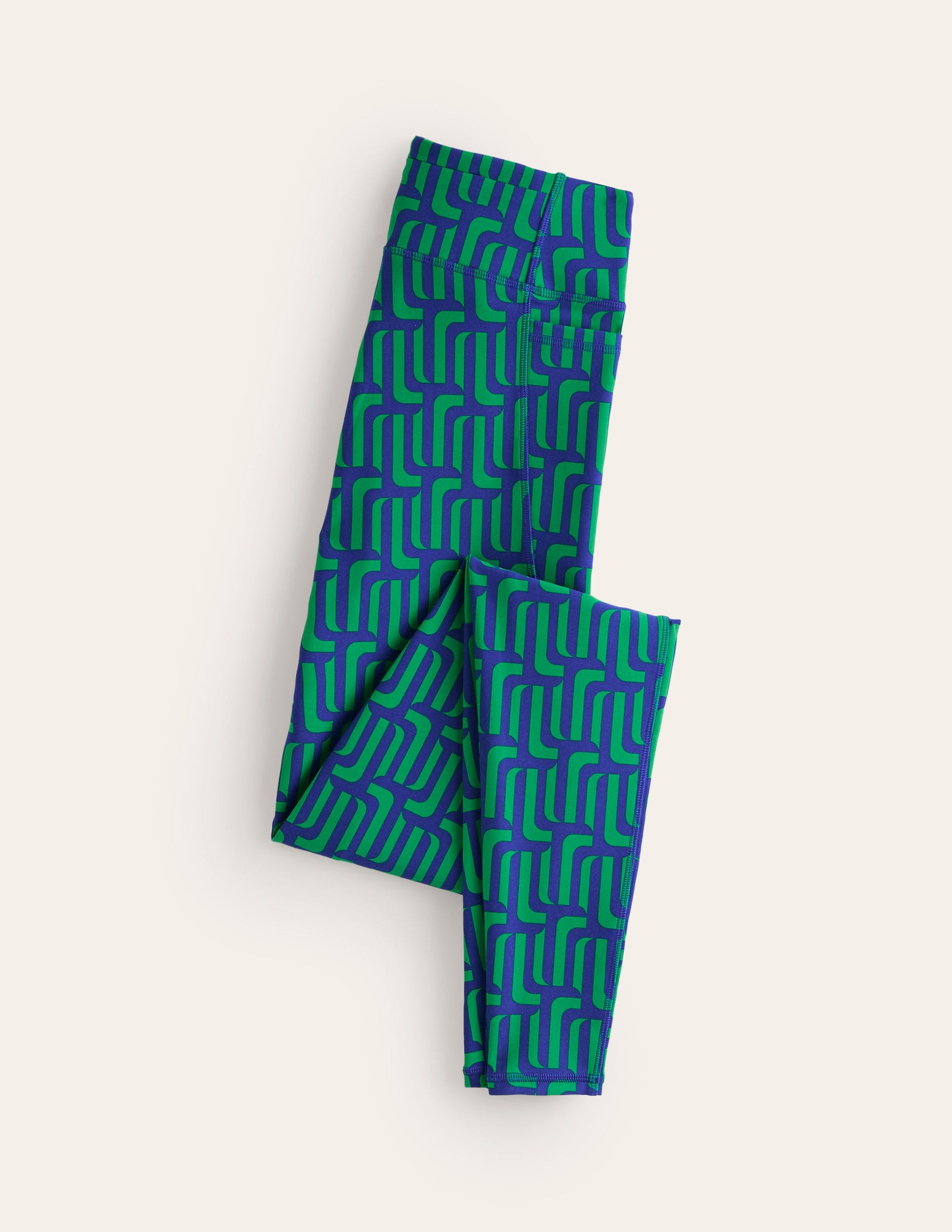 High Waist Pocket Leggings-Green Tambourine, Falling Geo-6