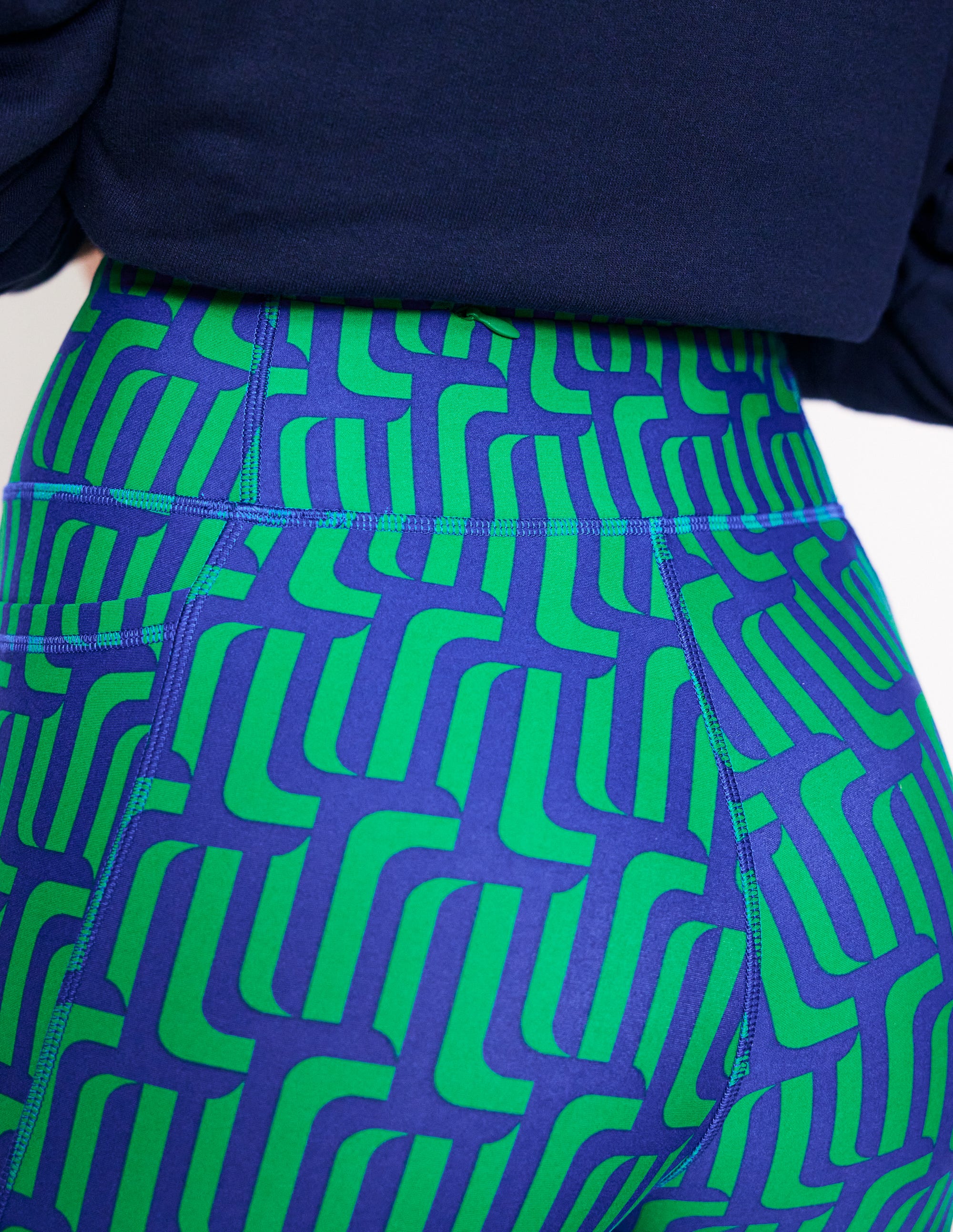 High Waist Pocket Leggings-Green Tambourine, Falling Geo - Image 5