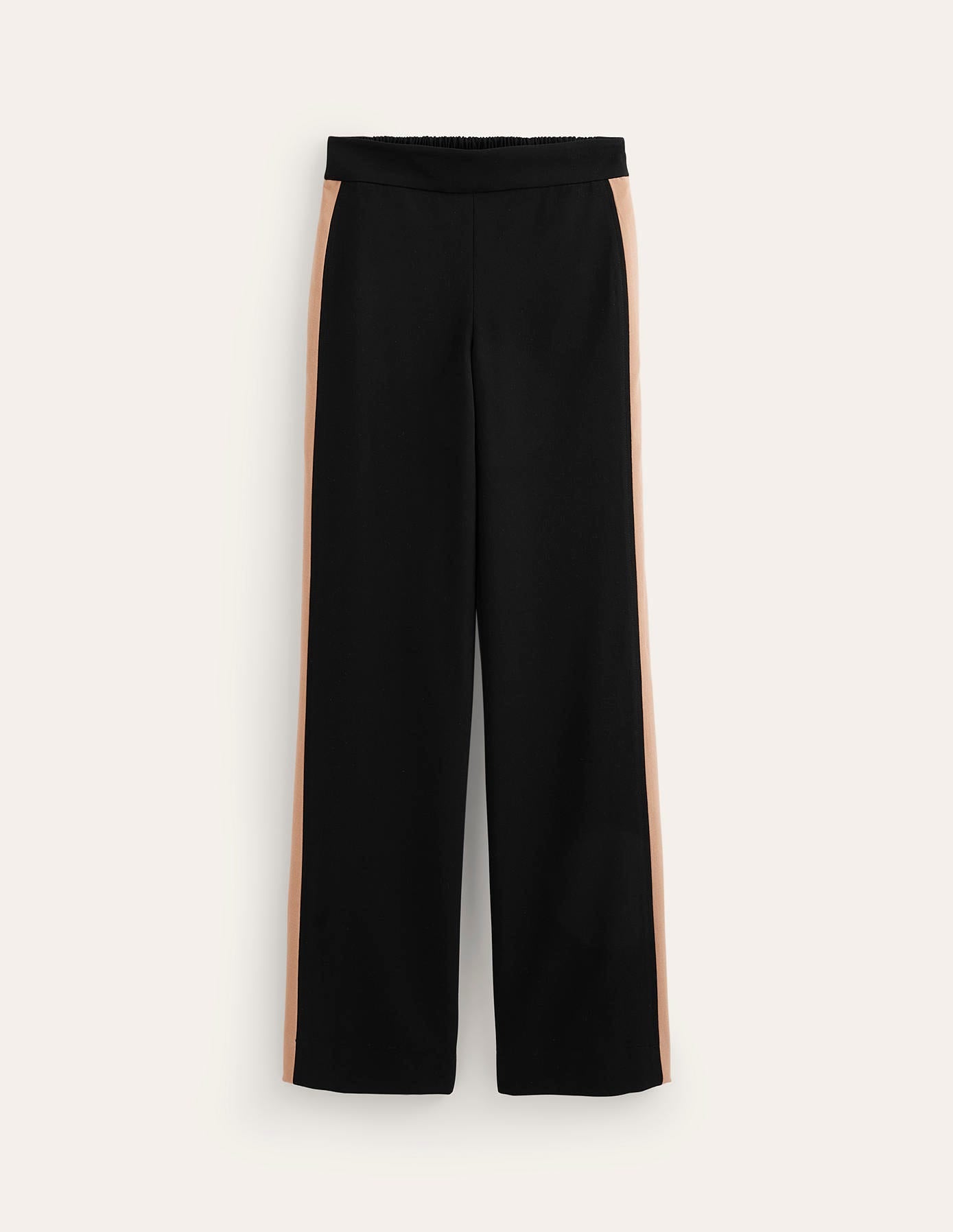 Pull On Side Stripe Trousers-Black with Camel Stripe-5