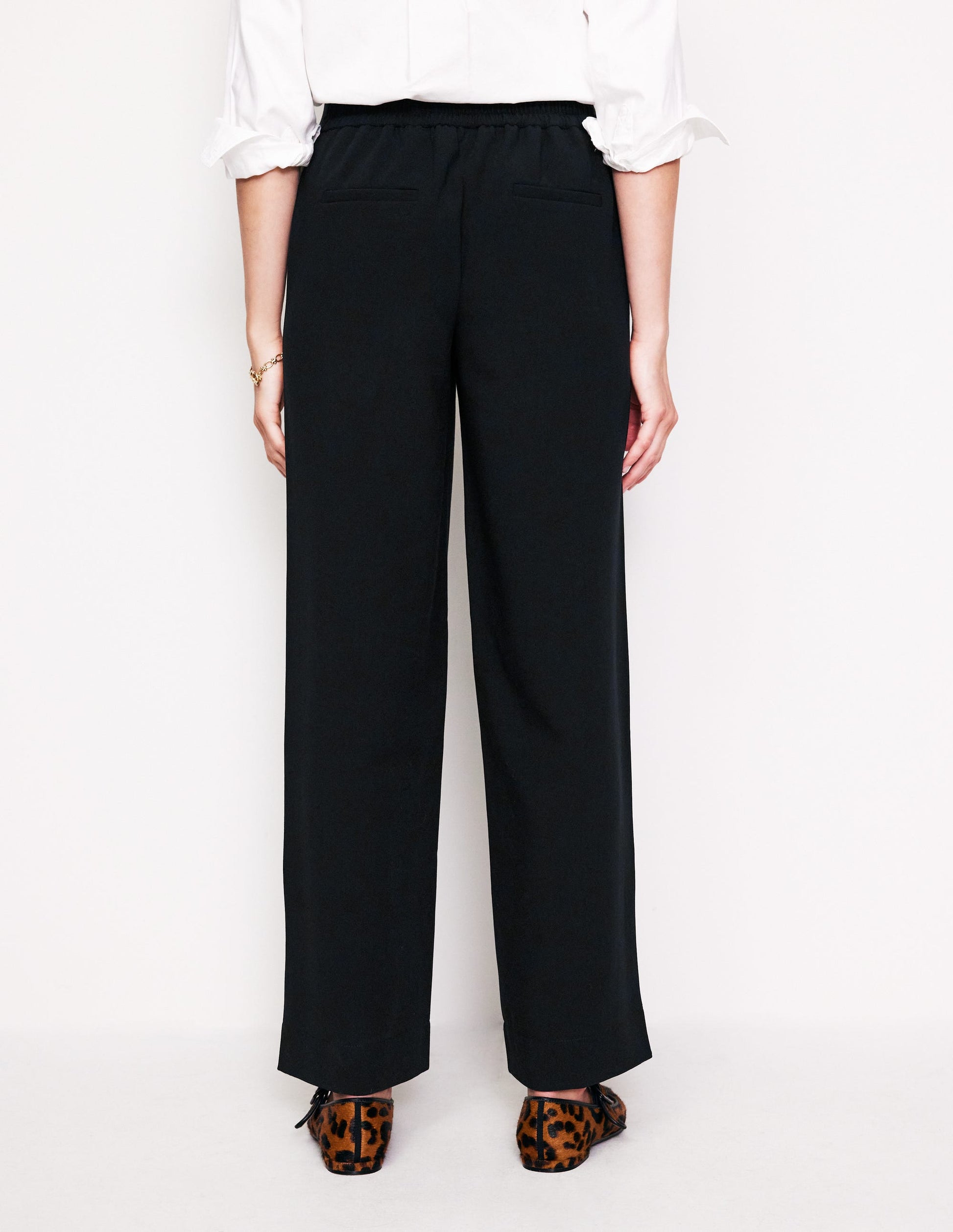Pull On Side Stripe Trousers-Black with Camel Stripe-3