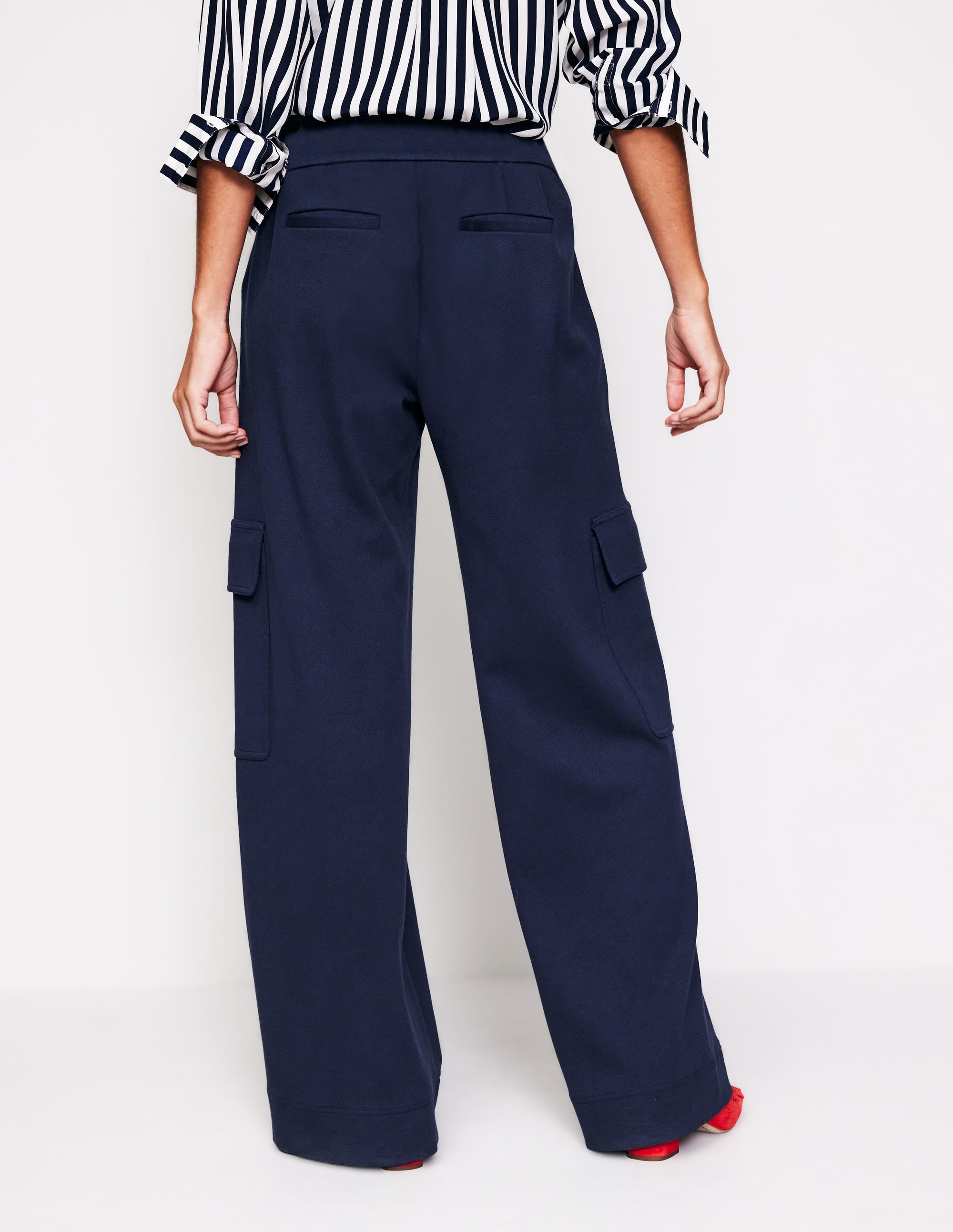 Ponte Twill Pull-on Trousers-Navy - Image 3