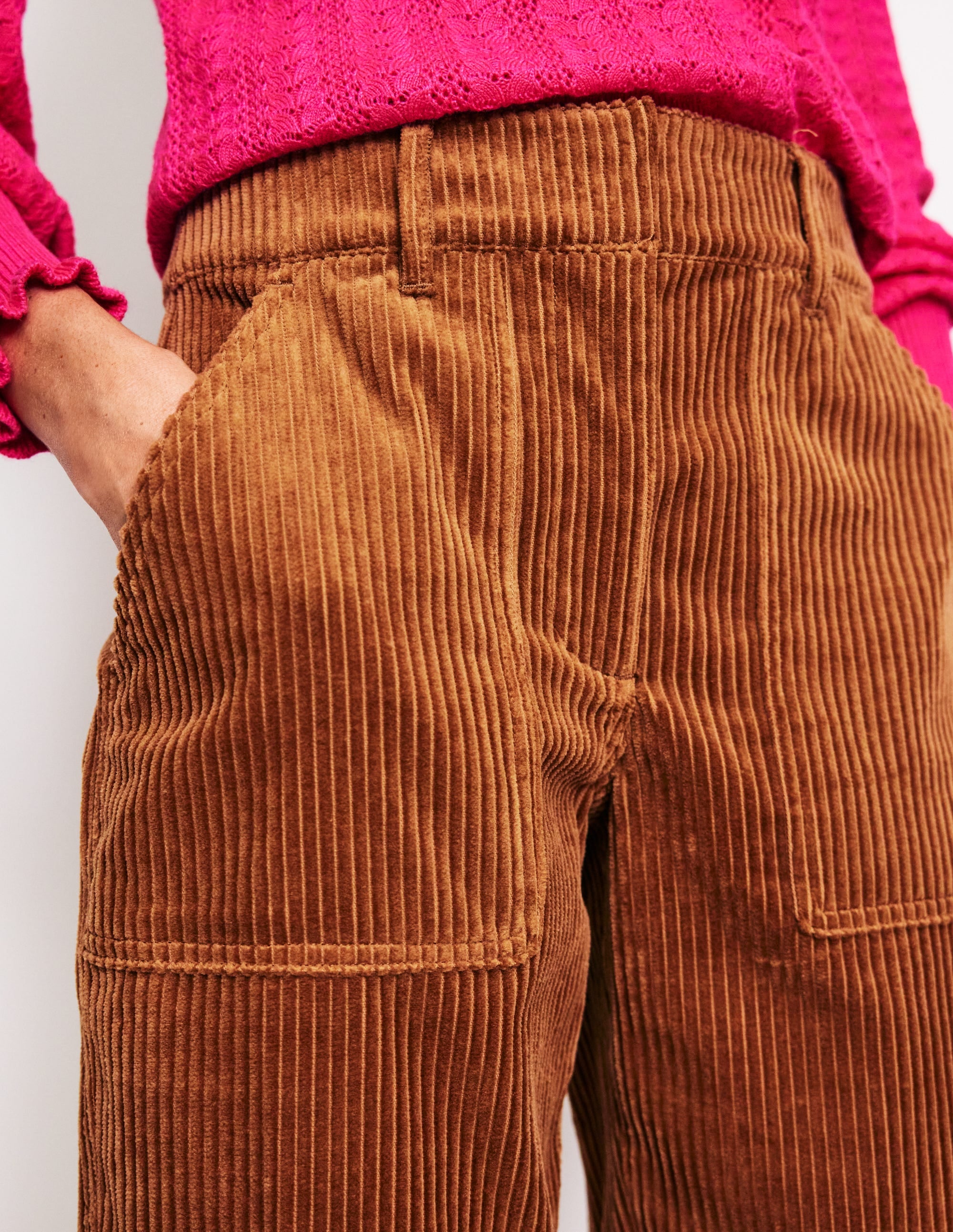 Tapered Cord Cargo Trousers-Gingerbread - Image 2