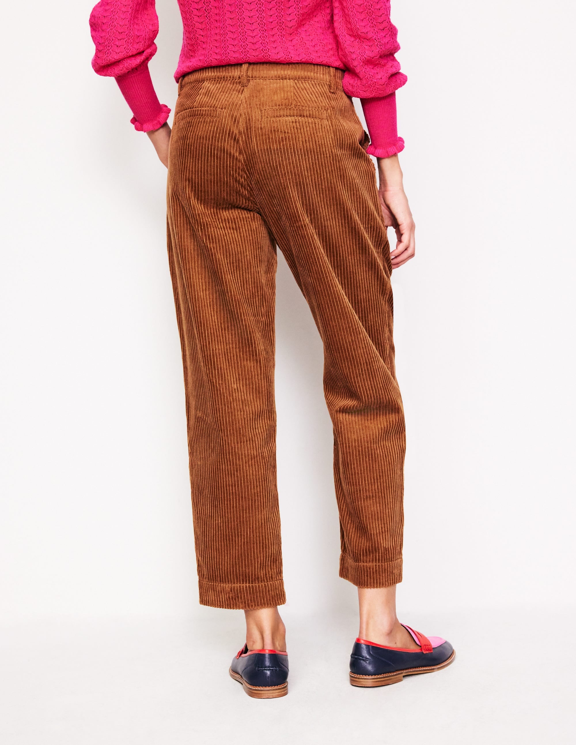 Tapered Cord Cargo Trousers-Gingerbread - Image 3