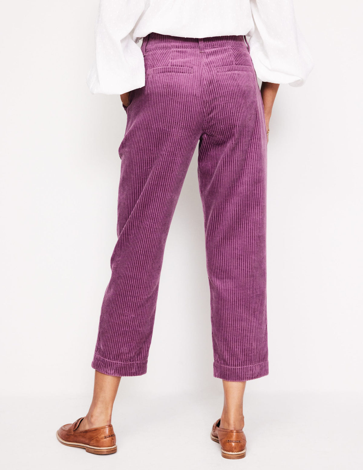 Tapered Cord Cargo Trousers-Purple Thistle - Image 3