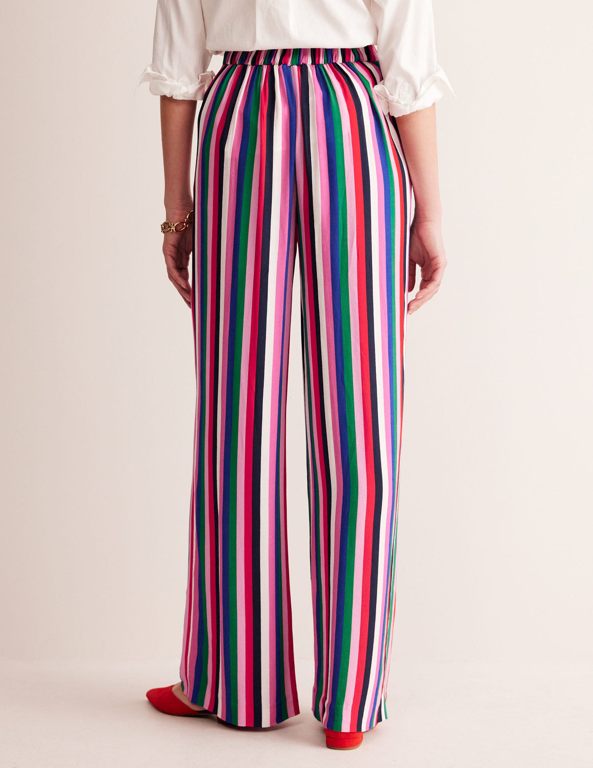 Wide Leg Pull-on Trousers-Rainbow Stripe - Image 3