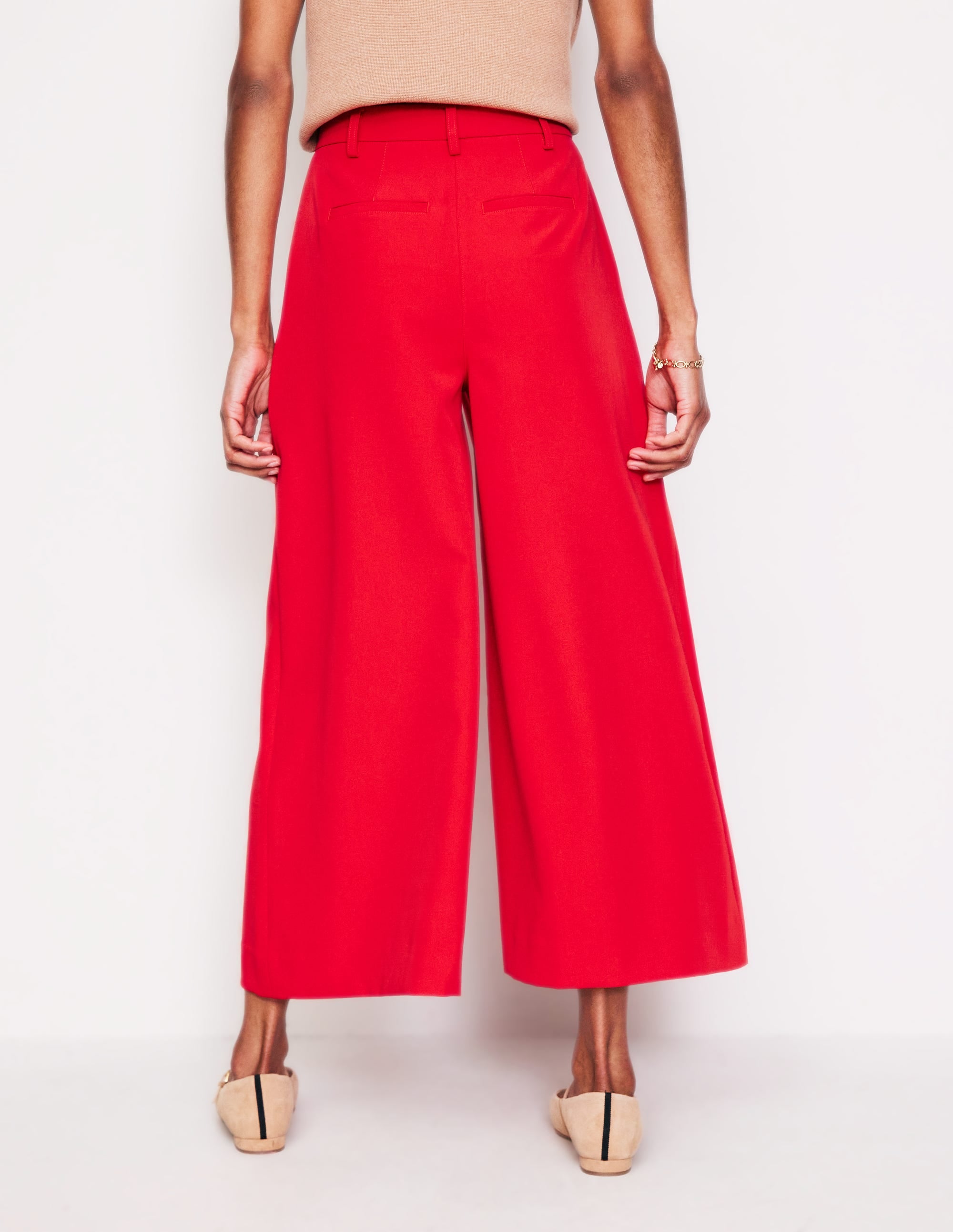 Tailored Cropped Trousers-Red - Image 4