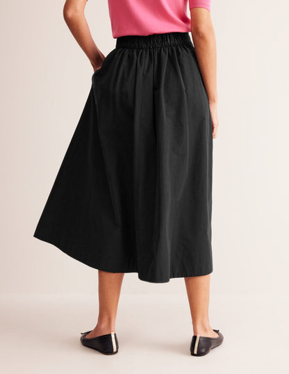 Isabella Taffeta Midi Skirt-Black-3
