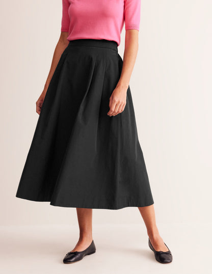 Isabella Taffeta Midi Skirt-Black-4